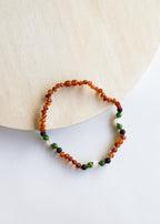 CanyonLeaf Raw Cognac Baltic Amber || Lava + Jade + Agate || Necklace — Cognac detail