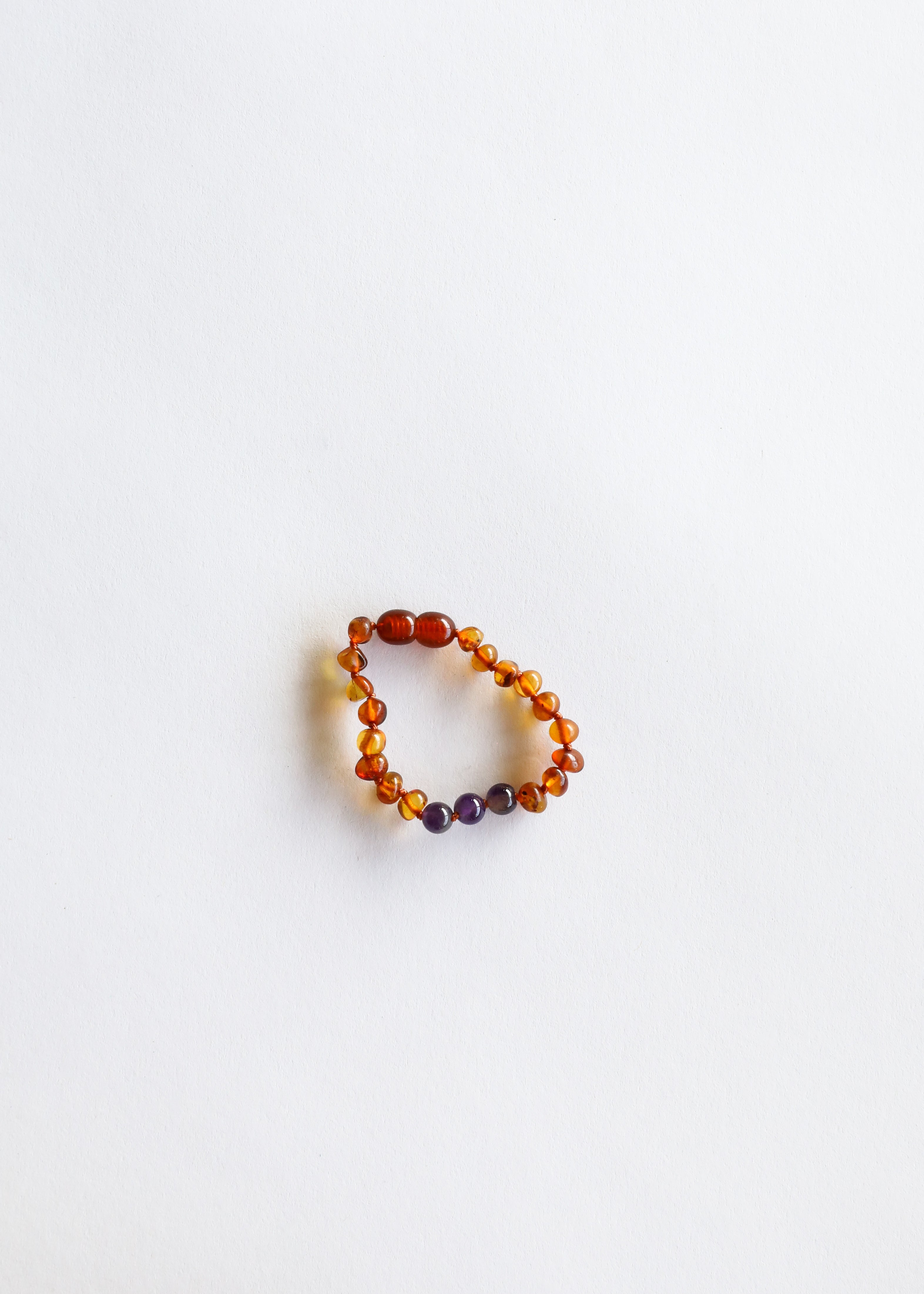 CanyonLeaf Polished Cognac Baltic Amber + Amethyst || Anklet or Bracelet — main product shot