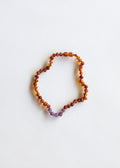 CanyonLeaf Polished Cognac Baltic Amber + Amethyst || Necklace — Cognac detail