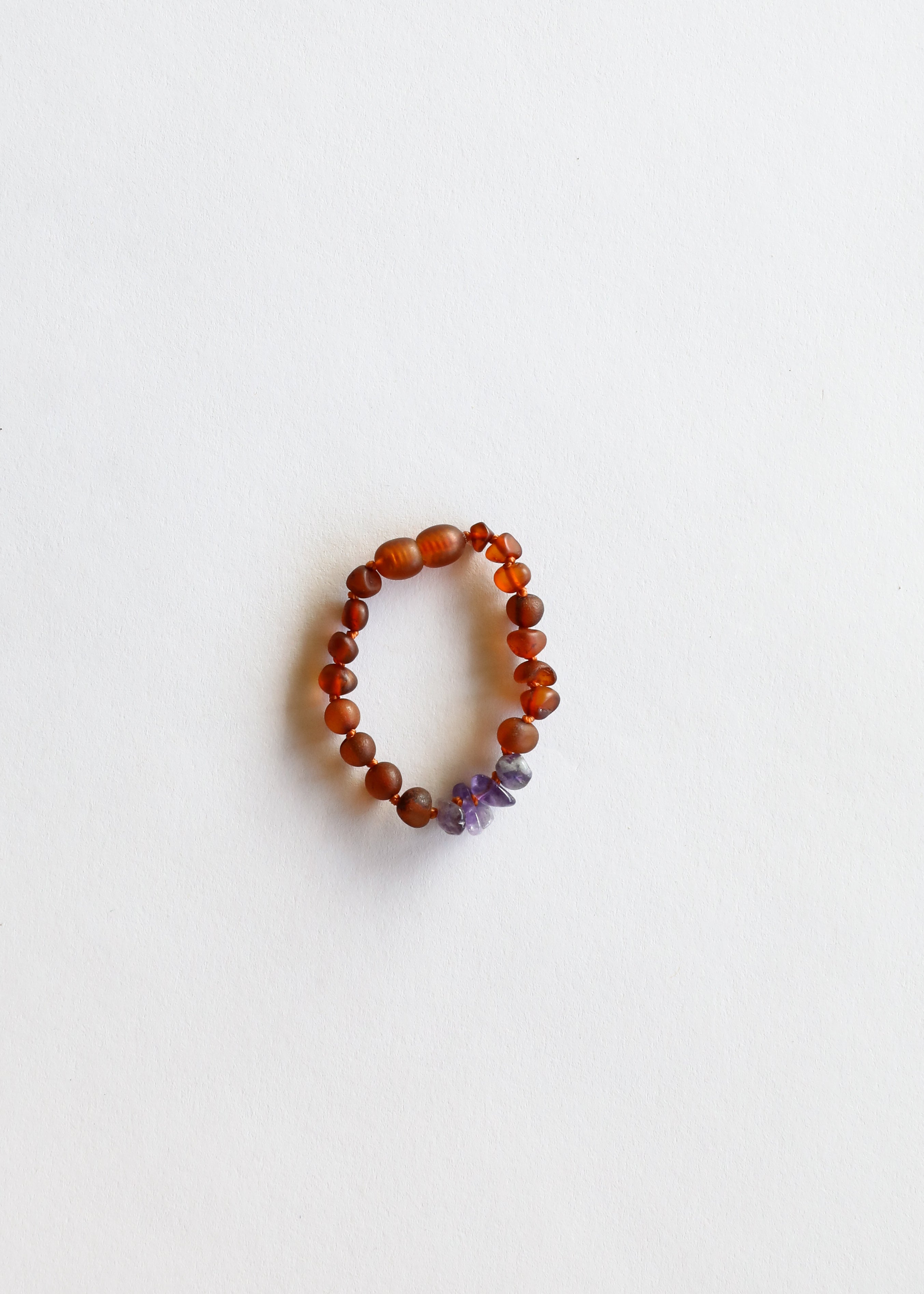 CanyonLeaf Raw Cognac Baltic Amber + Raw Amethyst || Anklet or Bracelet — main product shot