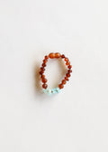 CanyonLeaf Raw Cognac Baltic Amber + Aquamarine  || Anklet or Bracelet — main product shot