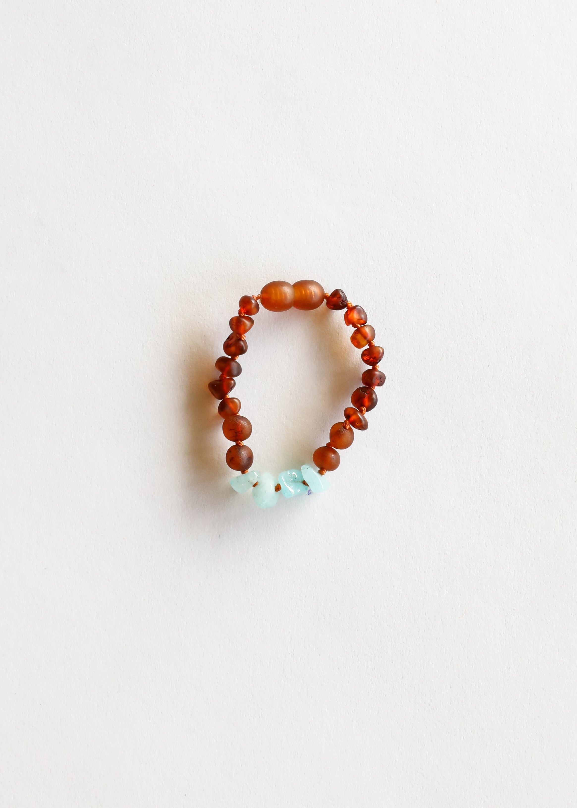 CanyonLeaf Raw Cognac Baltic Amber + Aquamarine  || Anklet or Bracelet — main product shot