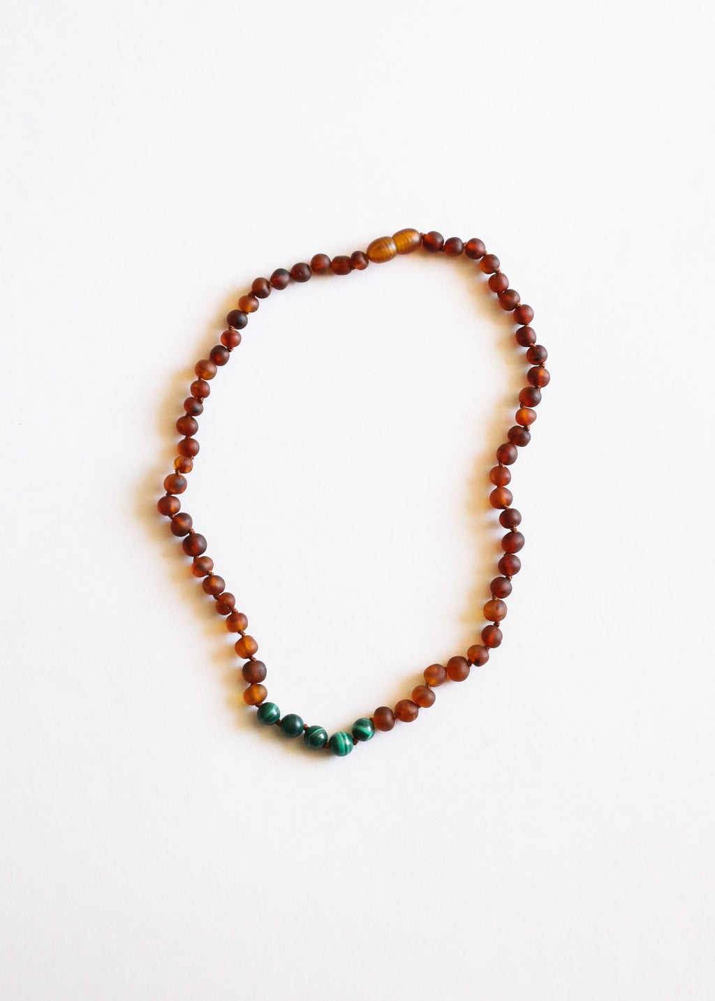 CanyonLeaf Raw Cognac Baltic Amber + Malachite || Necklace — Cognac detail