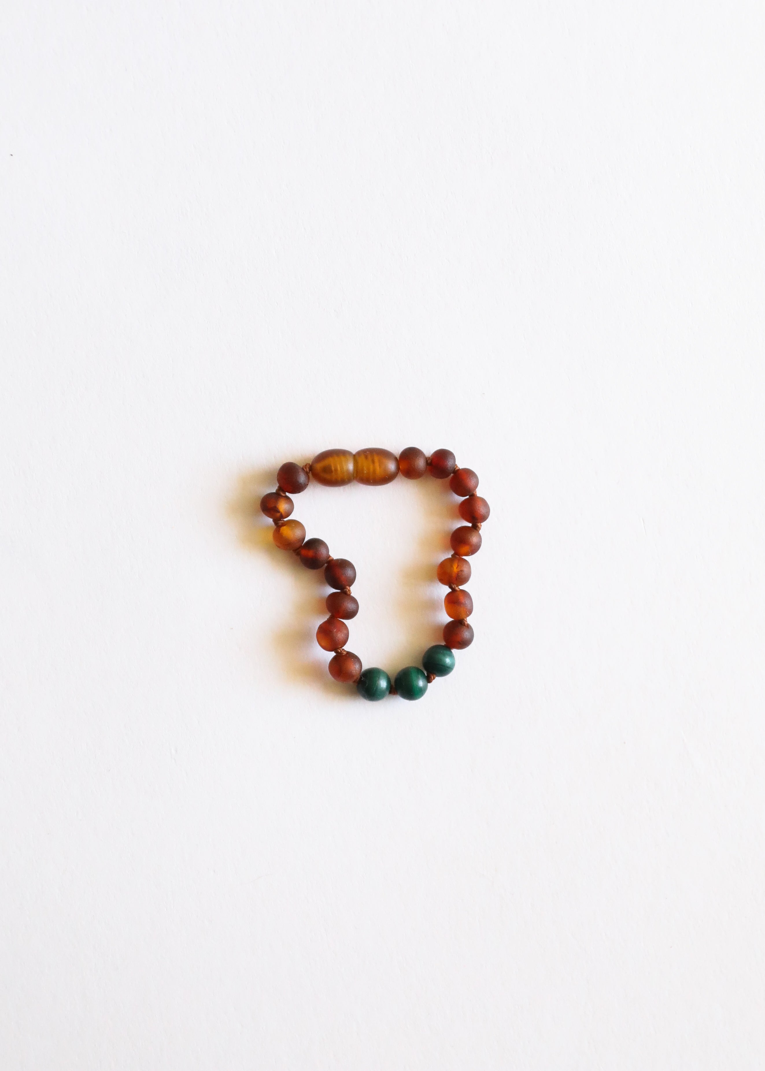 CanyonLeaf Raw Cognac Baltic Amber + Malachite || Anklet or Bracelet — main product shot