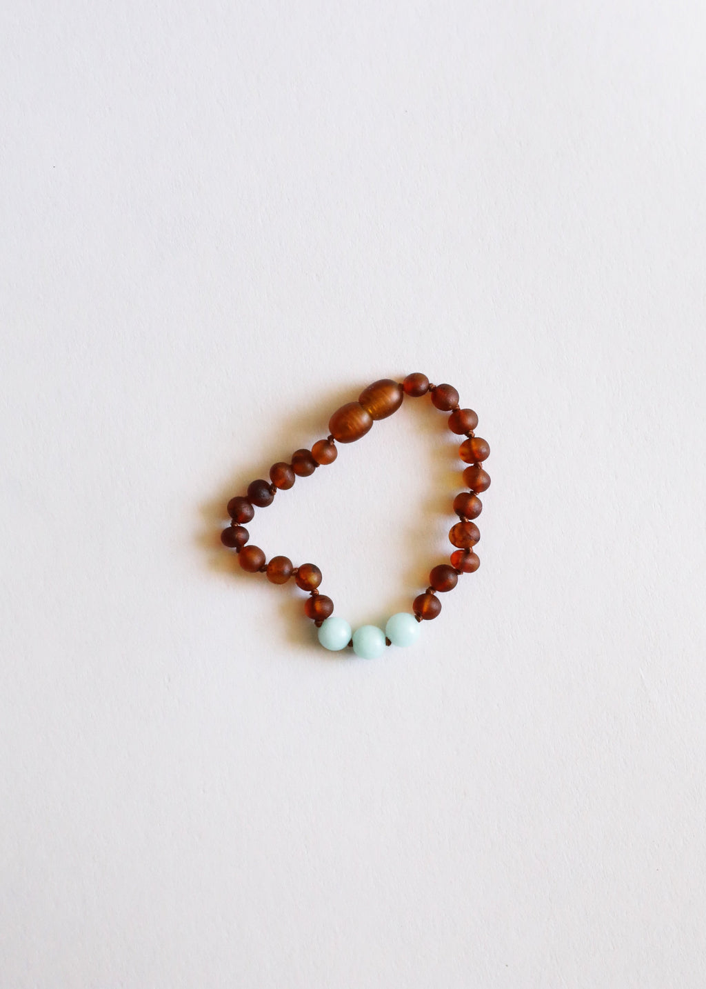 CanyonLeaf Raw Cognac Baltic Amber + Amazonite || Anklet or Bracelet — side view