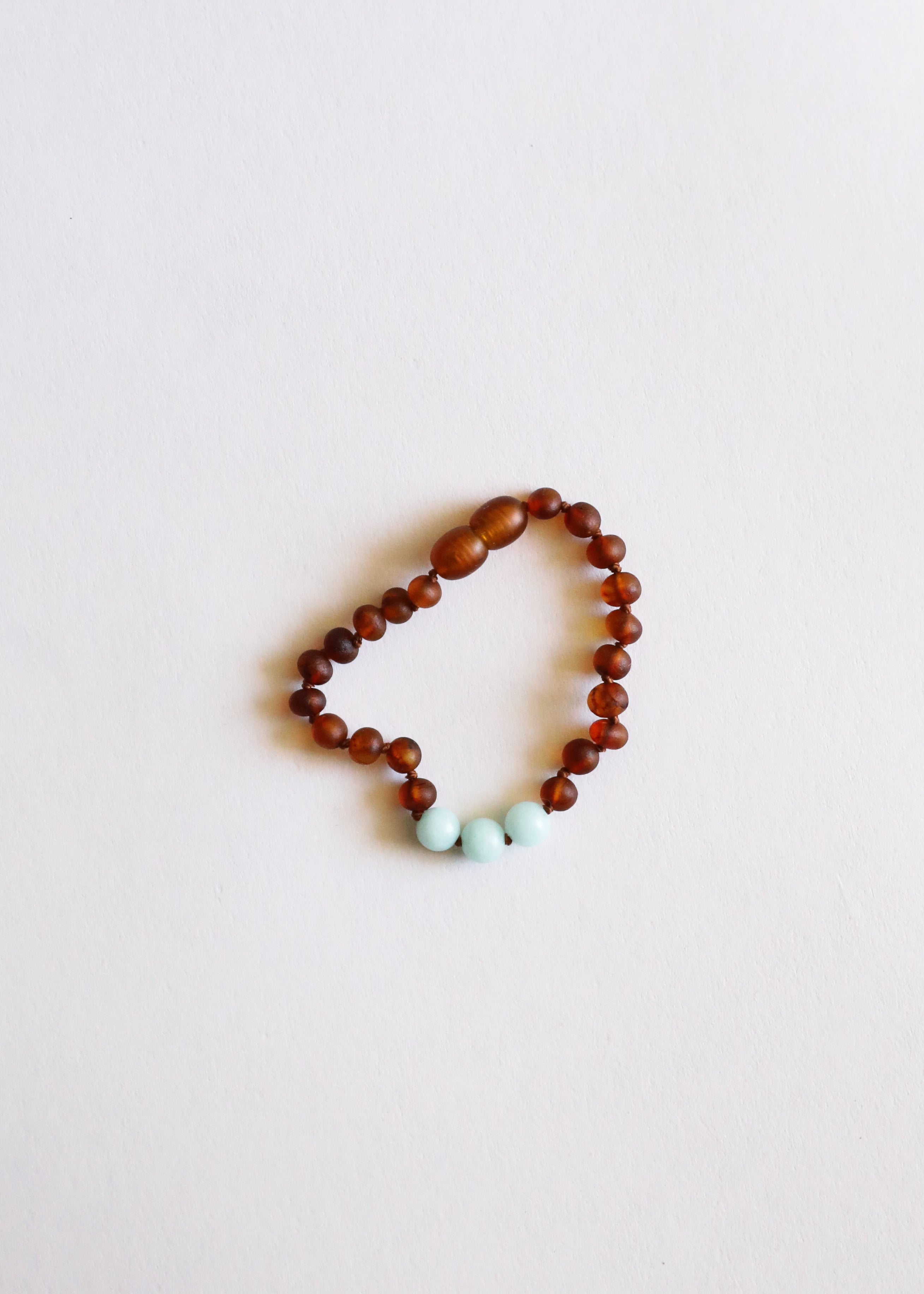 CanyonLeaf Raw Cognac Baltic Amber + Amazonite || Anklet or Bracelet — side view