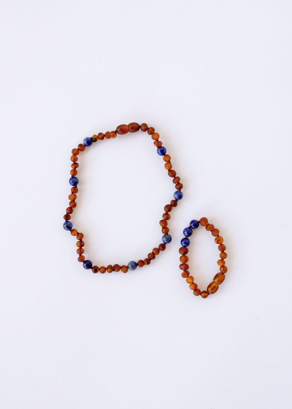 CanyonLeaf Raw Cognac Baltic Amber + Lapis Lazuli || Halo Necklace || — Cognac detail