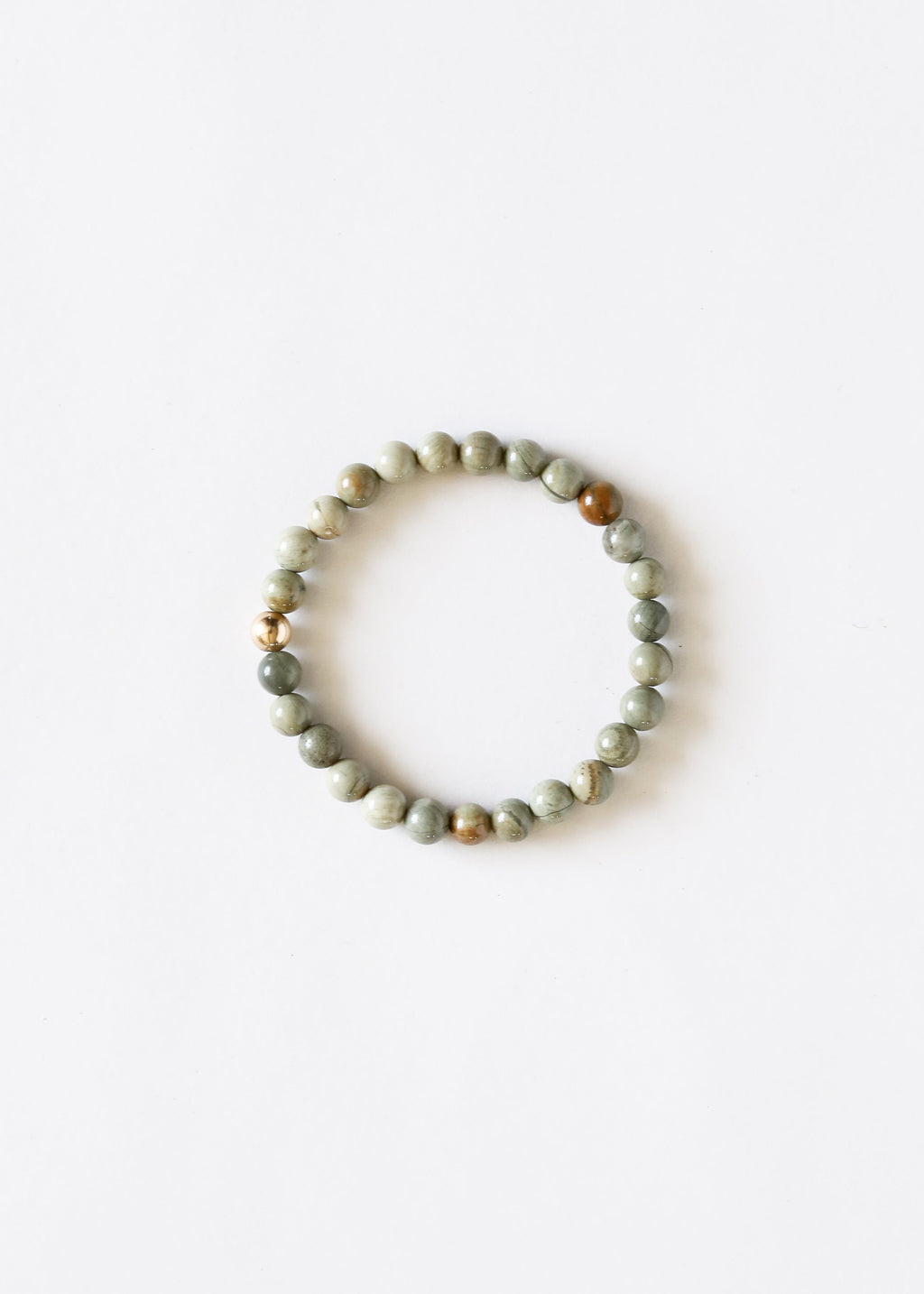CanyonLeaf Silver Leaf Jasper + 14k Gold Filled || Adult Bracelet — main product shot