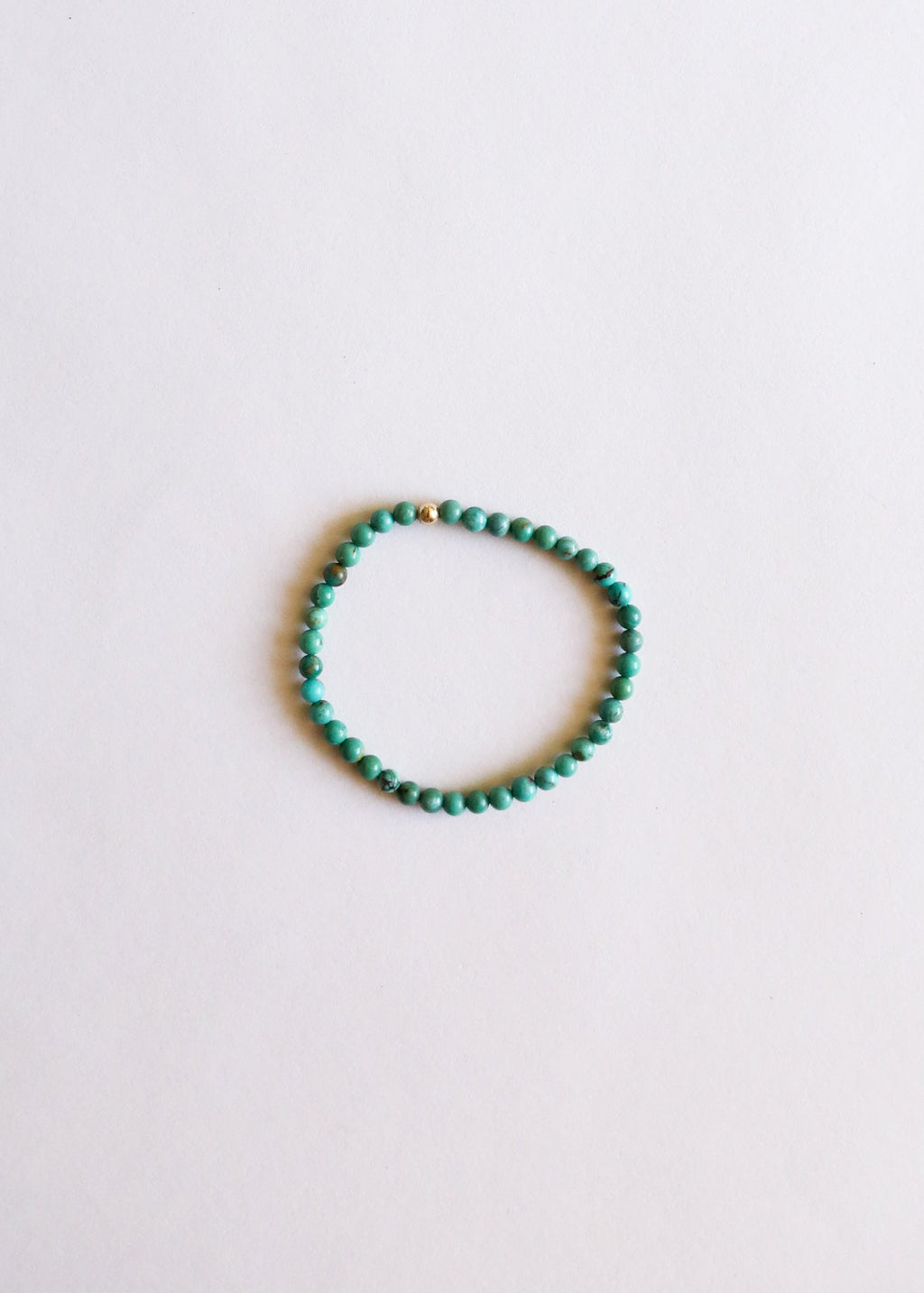 CanyonLeaf Natural Turquoise + 14K Gold Filled || Beaded Stretch Bracelet — Turquoise detail