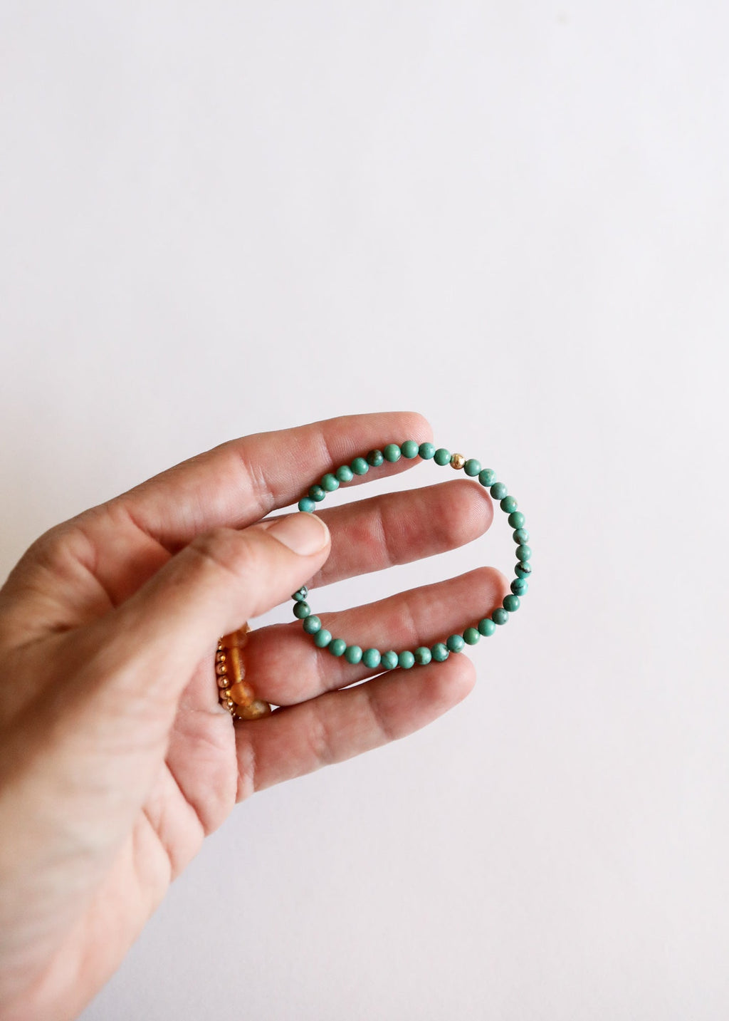 CanyonLeaf Natural Turquoise + 14K Gold Filled || Beaded Stretch Bracelet — main product shot