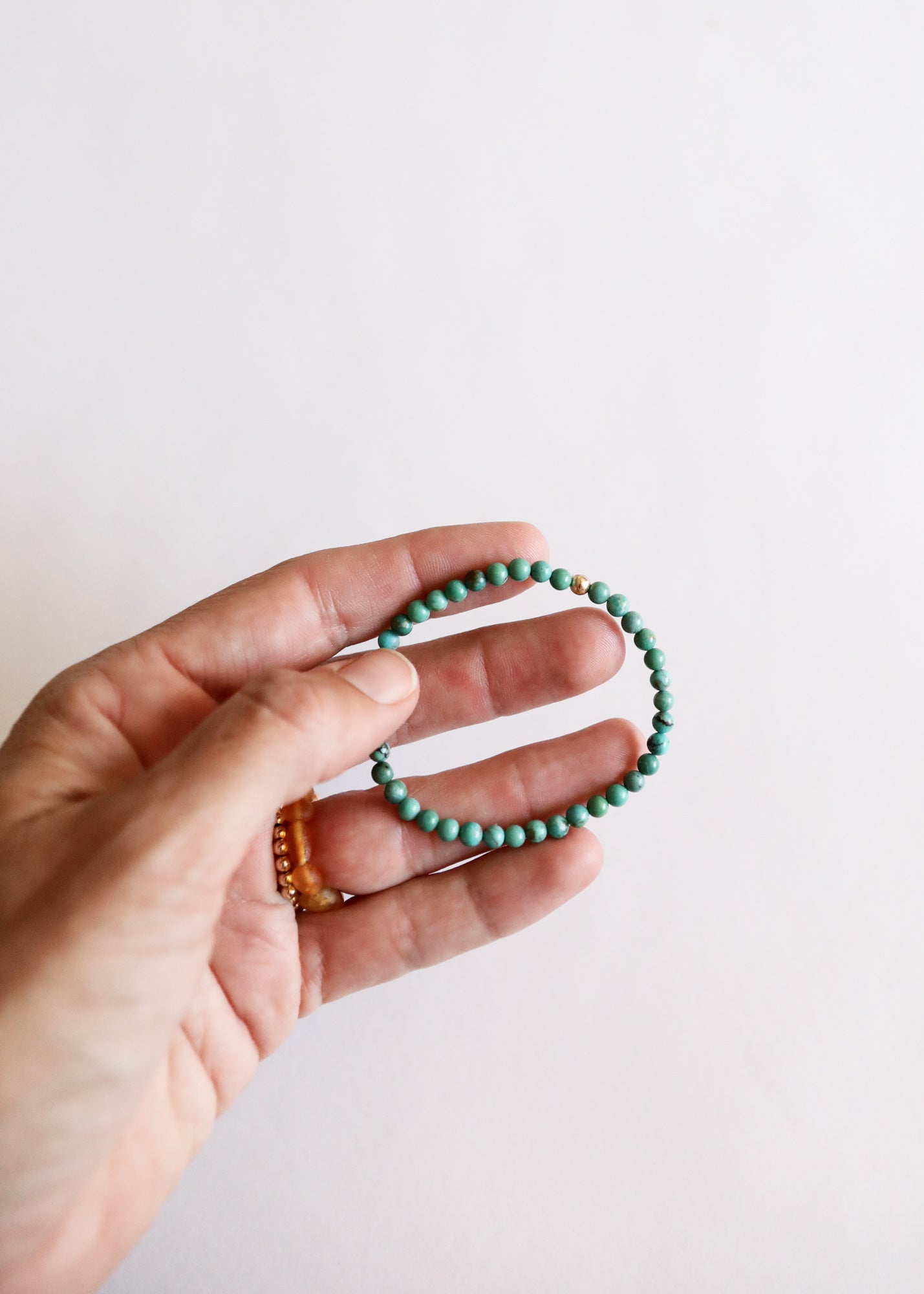 CanyonLeaf Natural Turquoise + 14K Gold Filled || Beaded Stretch Bracelet — main product shot