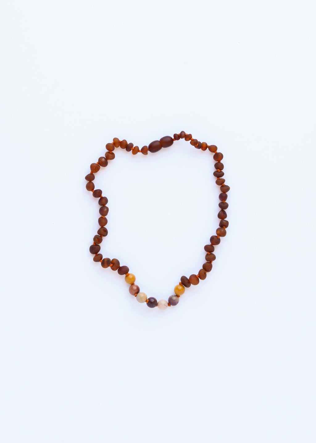 CanyonLeaf Raw Cognac Baltic Amber + Mookaite Jasper || Necklace — Cognac detail