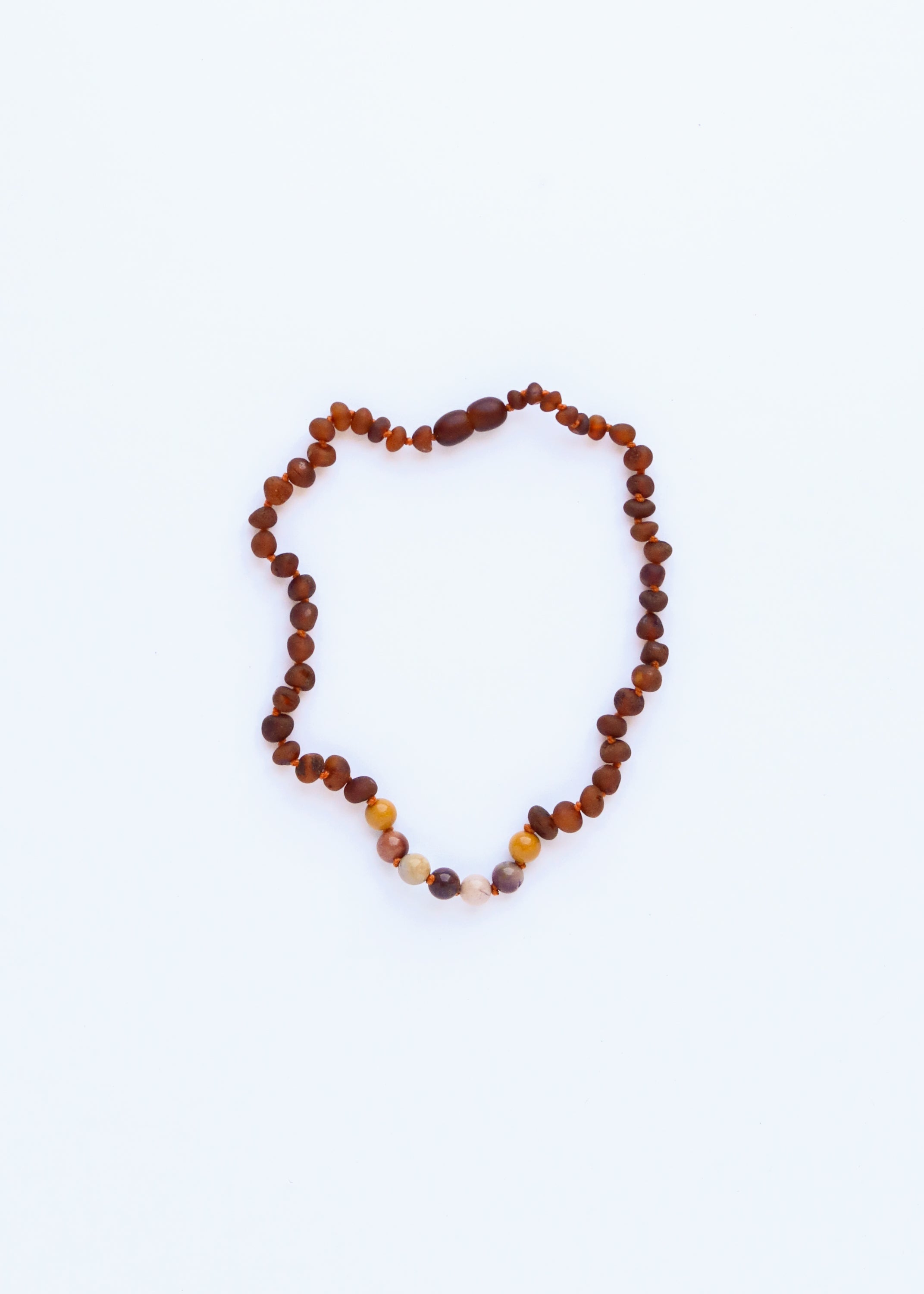 CanyonLeaf Raw Cognac Baltic Amber + Mookaite Jasper || Necklace — Cognac detail