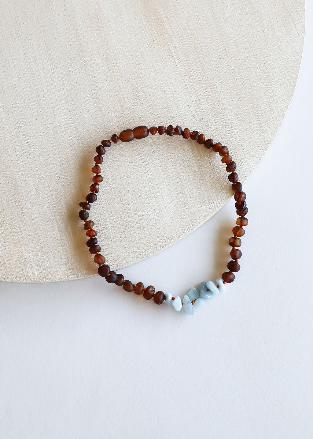 CanyonLeaf Raw Cognac Baltic Amber + Aquamarine || Necklace — main product shot