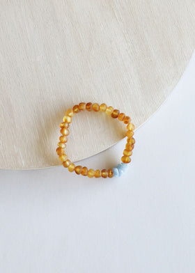 Raw Honey Baltic Amber + Aquamarine || Adult Bracelet