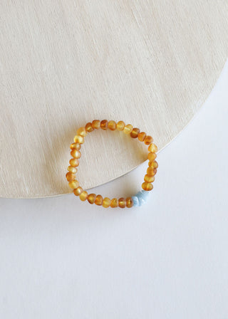 Raw Honey Baltic Amber + Aquamarine || Adult Bracelet