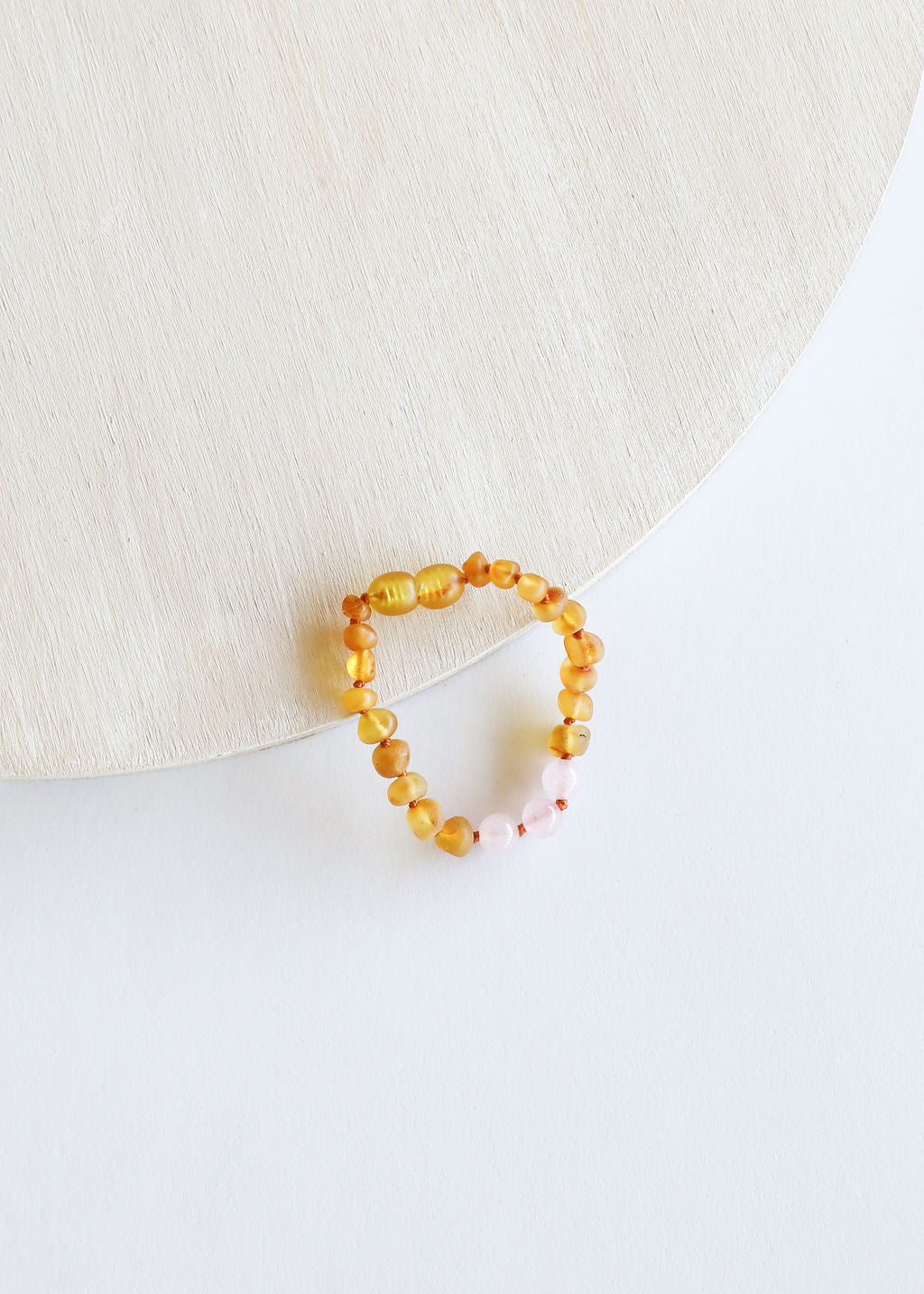 CanyonLeaf Raw Honey Baltic Amber + Rose Quartz || Anklet or Bracelet — main product shot