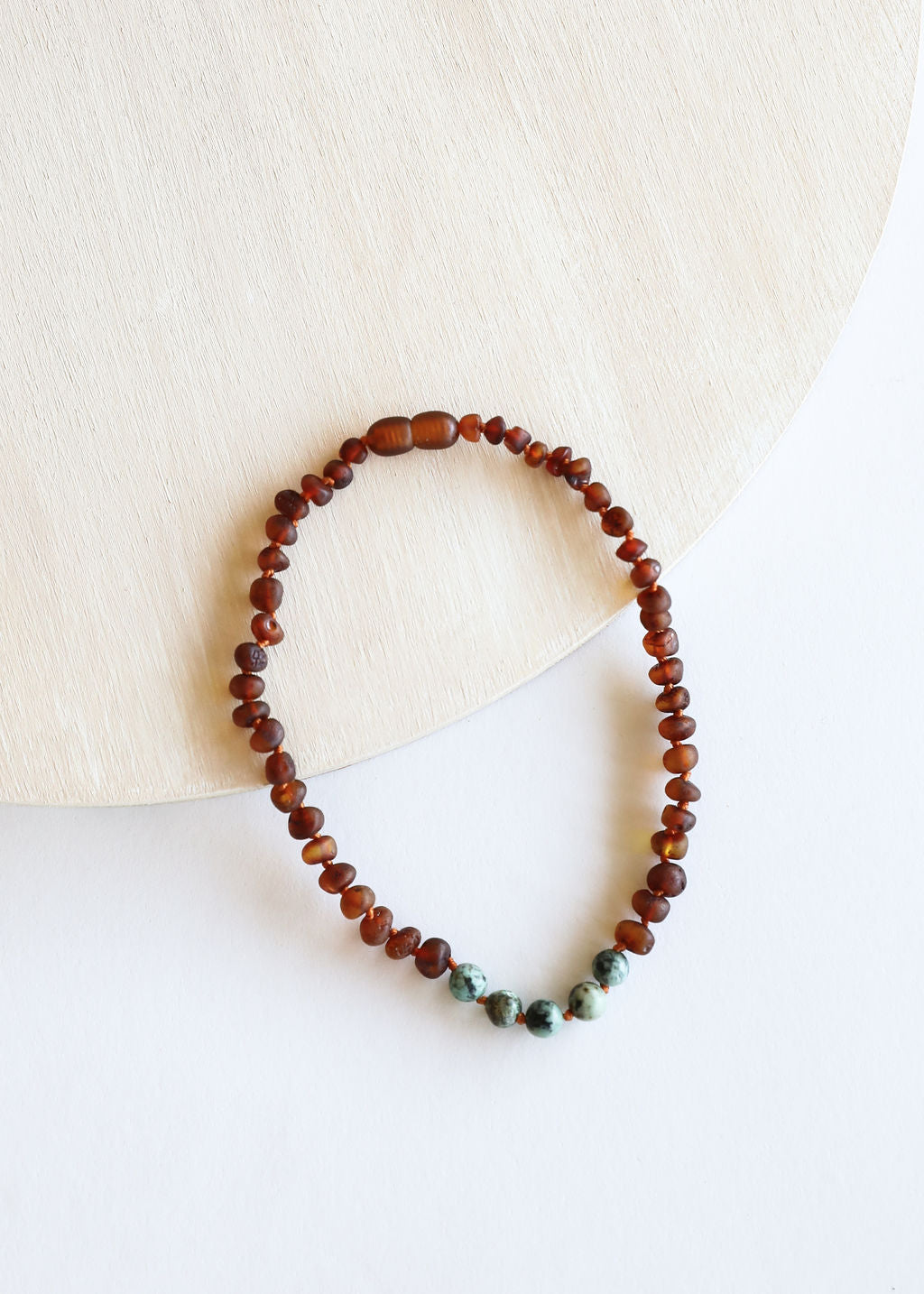 CanyonLeaf Raw Cognac Baltic Amber + Turquoise Jasper || Necklace — Cognac detail