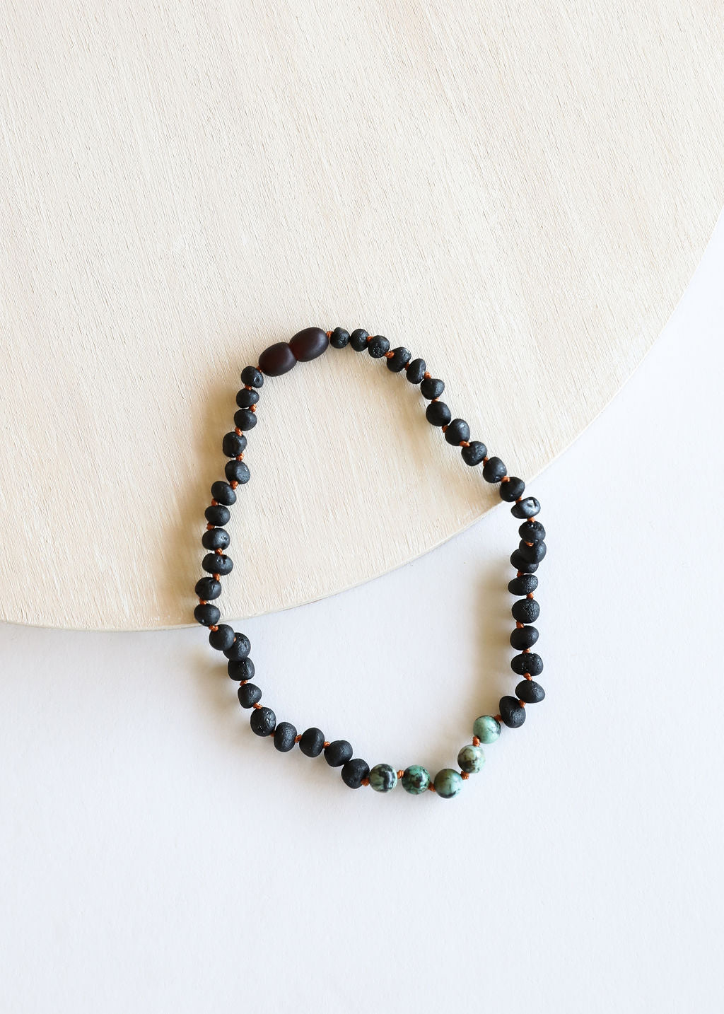 CanyonLeaf Raw Black Baltic Amber + Turquoise Jasper Necklace — main product shot