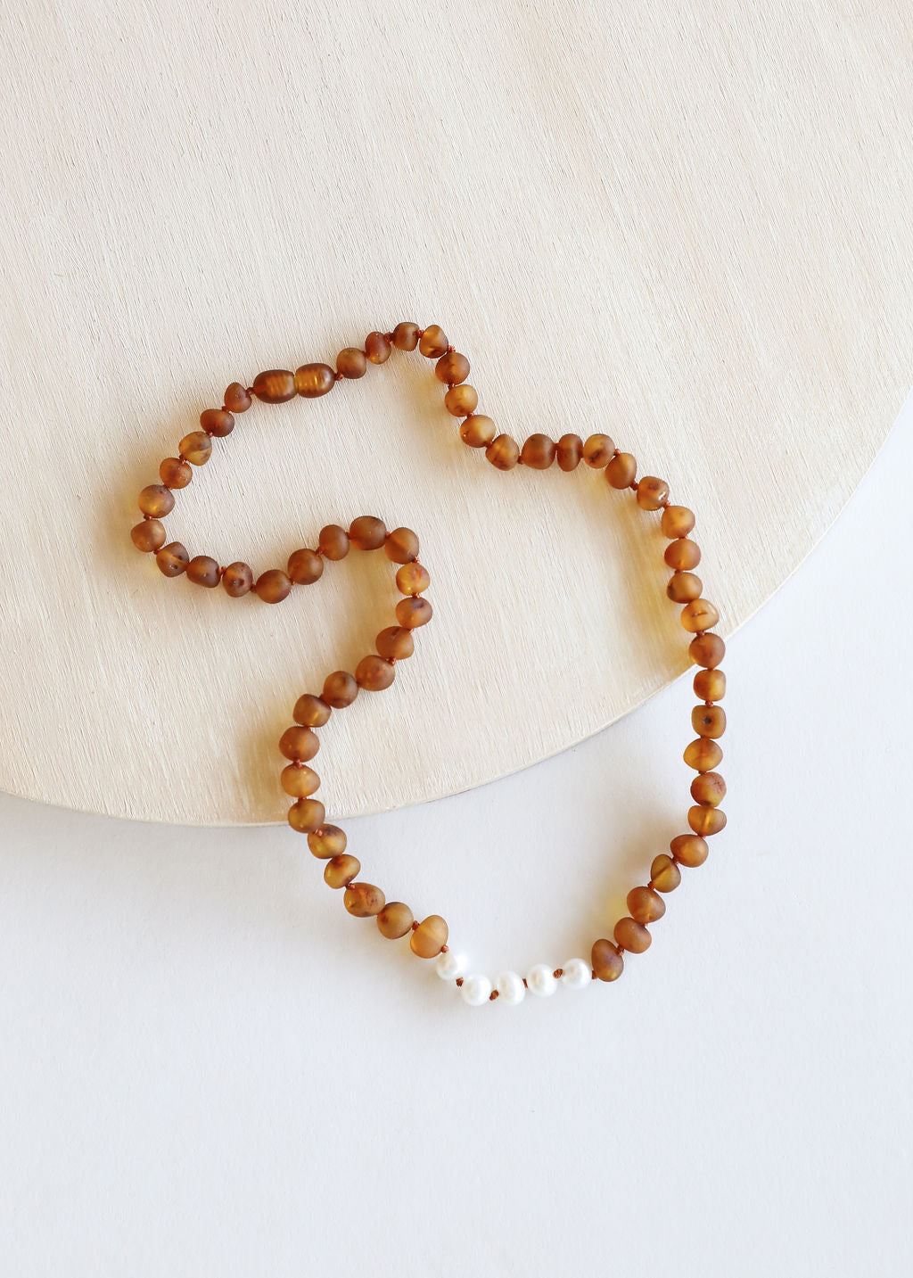 CanyonLeaf Raw Cognac Baltic Amber + Pearls || Necklace — main product shot