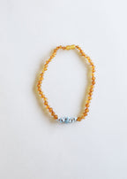 CanyonLeaf Raw Honey Baltic Amber + Aquamarine || Necklace — construction detail