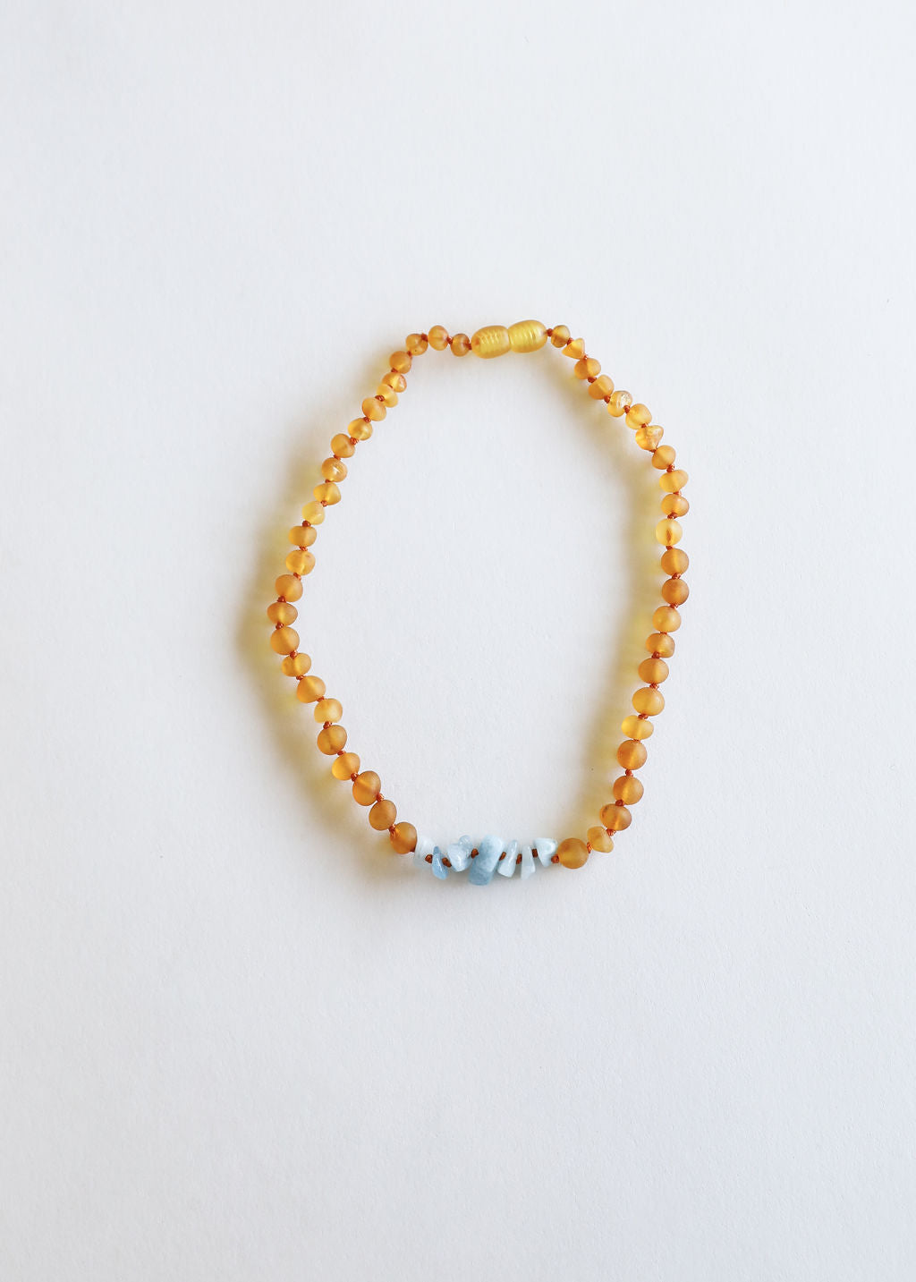 CanyonLeaf Raw Honey Baltic Amber + Aquamarine || Necklace — construction detail