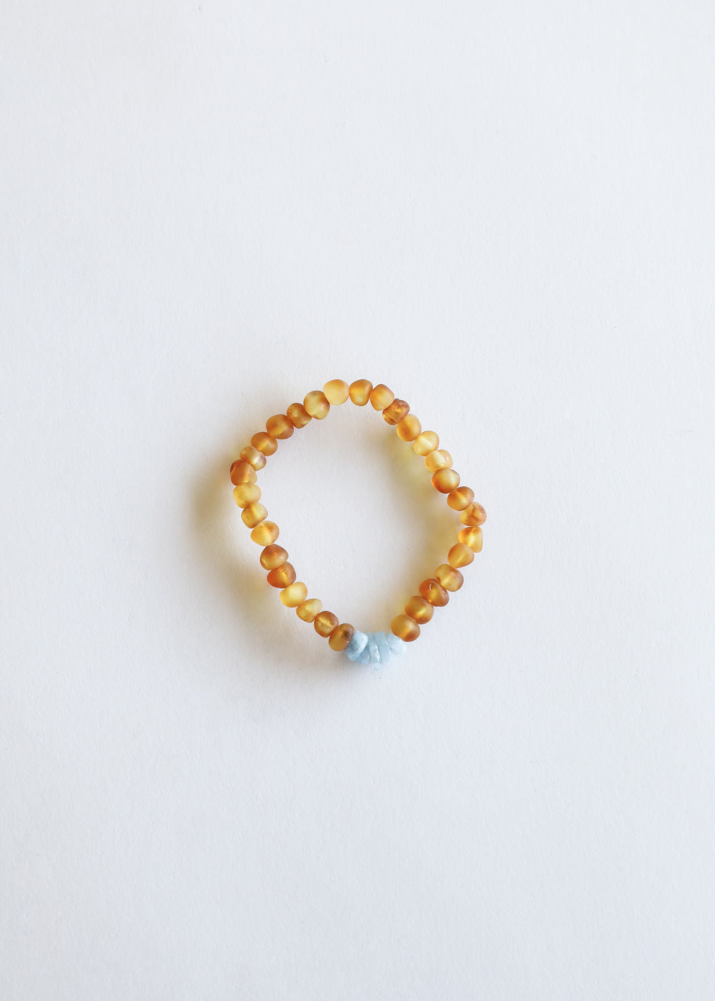 CanyonLeaf Raw Honey Baltic Amber + Aquamarine || Adult Bracelet — detail close-up