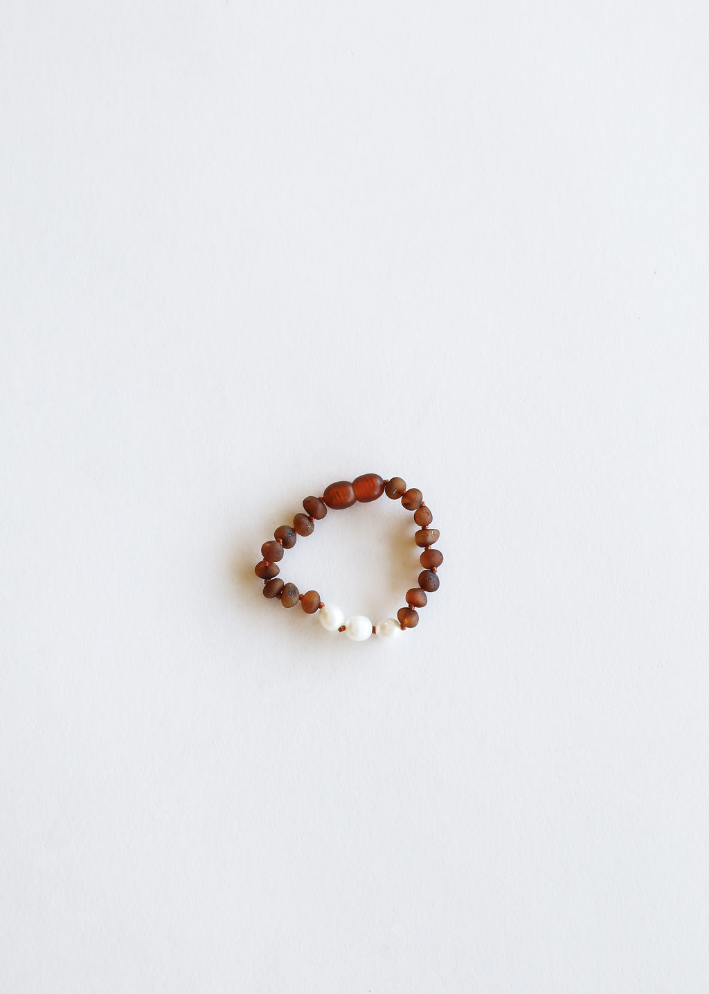 CanyonLeaf Raw Cognac Baltic Amber + Pearls || Anklet or Bracelet — Cognac detail