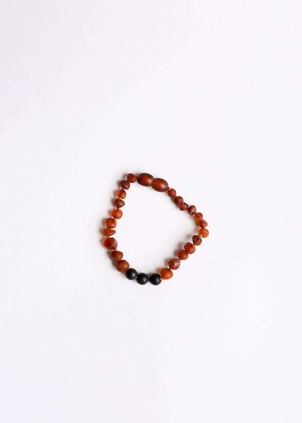 CanyonLeaf Raw Cognac Baltic Amber + Shungite || Anklet or Bracelet — detail close-up