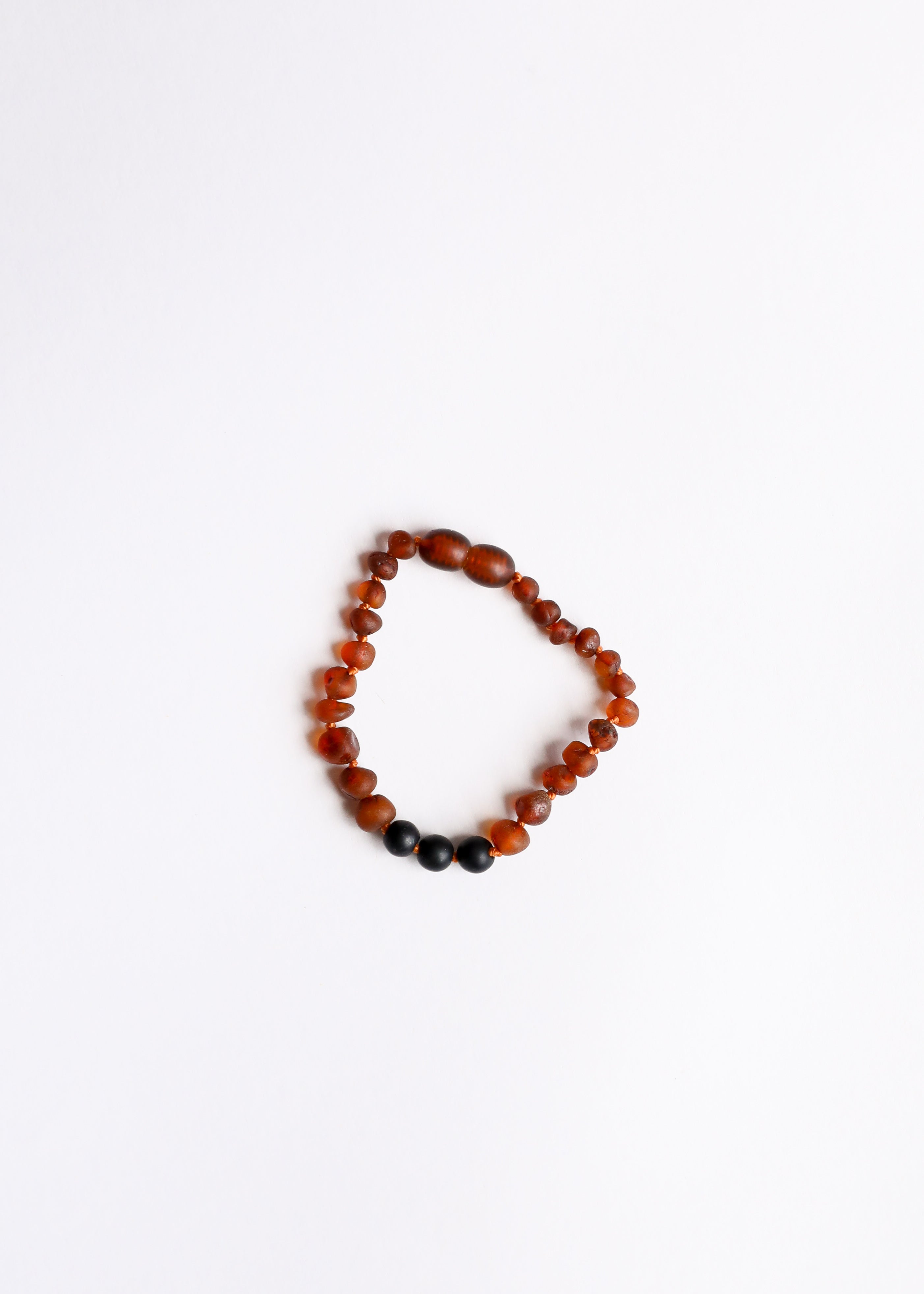 CanyonLeaf Raw Cognac Baltic Amber + Shungite || Anklet or Bracelet — detail close-up
