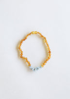 CanyonLeaf Raw Honey Baltic Amber + Aquamarine || Necklace — lifestyle worn / used context