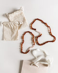 CanyonLeaf Raw Cognac Baltic Amber + Rose Quartz || Necklace Set — main product shot