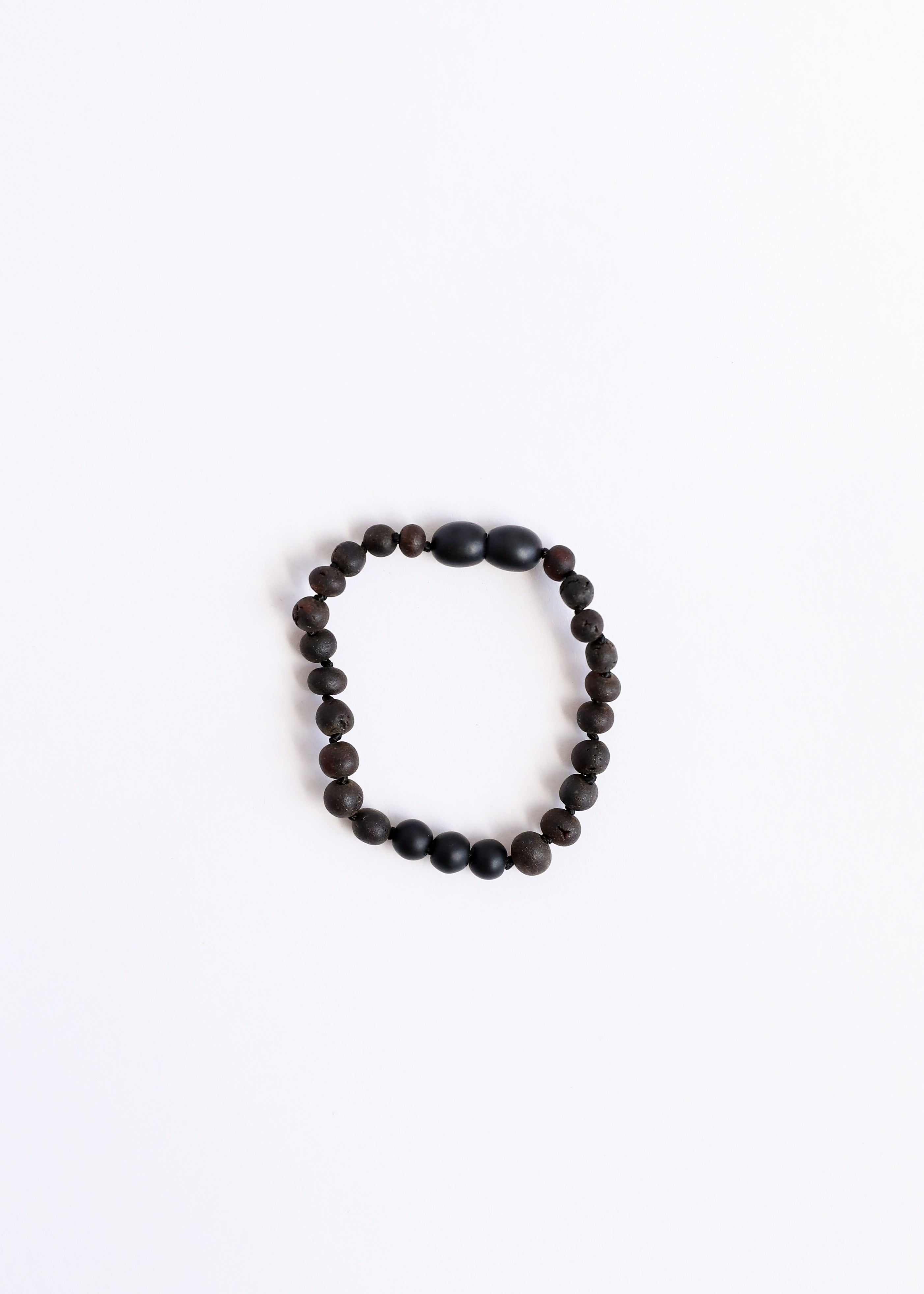 CanyonLeaf Raw Black Baltic Amber + Shungite || Anklet or Bracelet — detail close-up