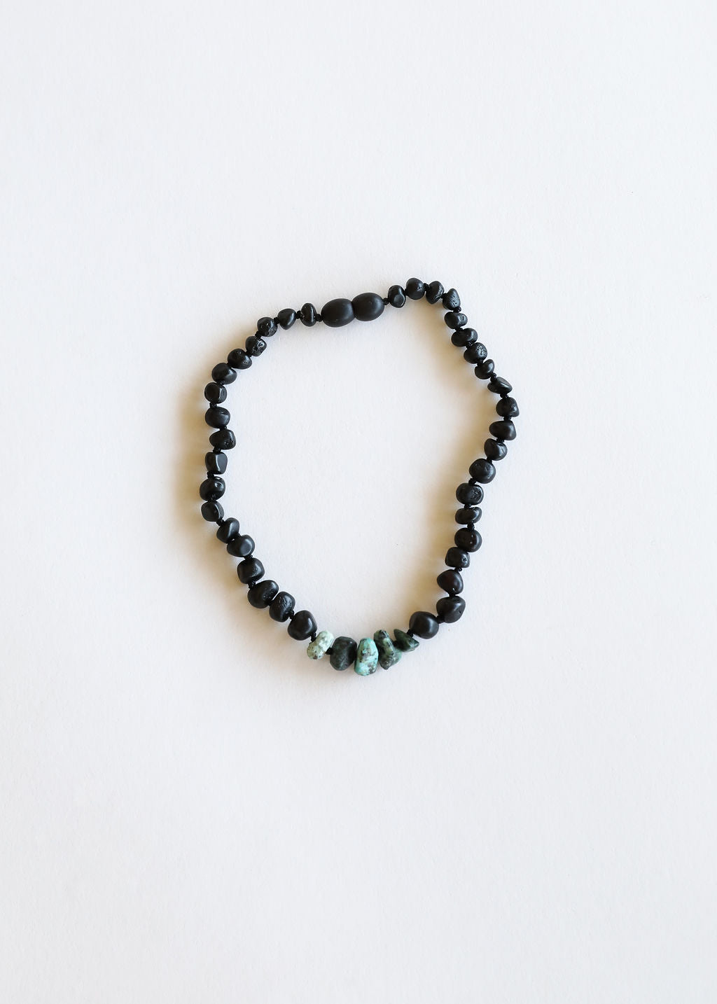CanyonLeaf Raw Black Baltic Amber + Raw Turquoise Jasper Necklace — main product shot