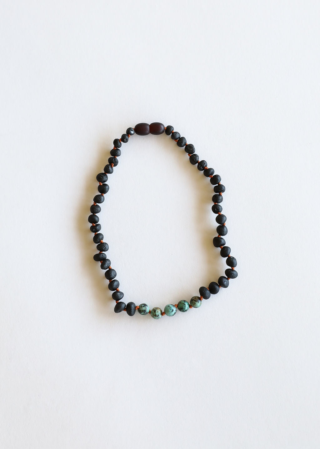 CanyonLeaf Raw Black Baltic Amber + Turquoise Jasper Necklace — Black detail