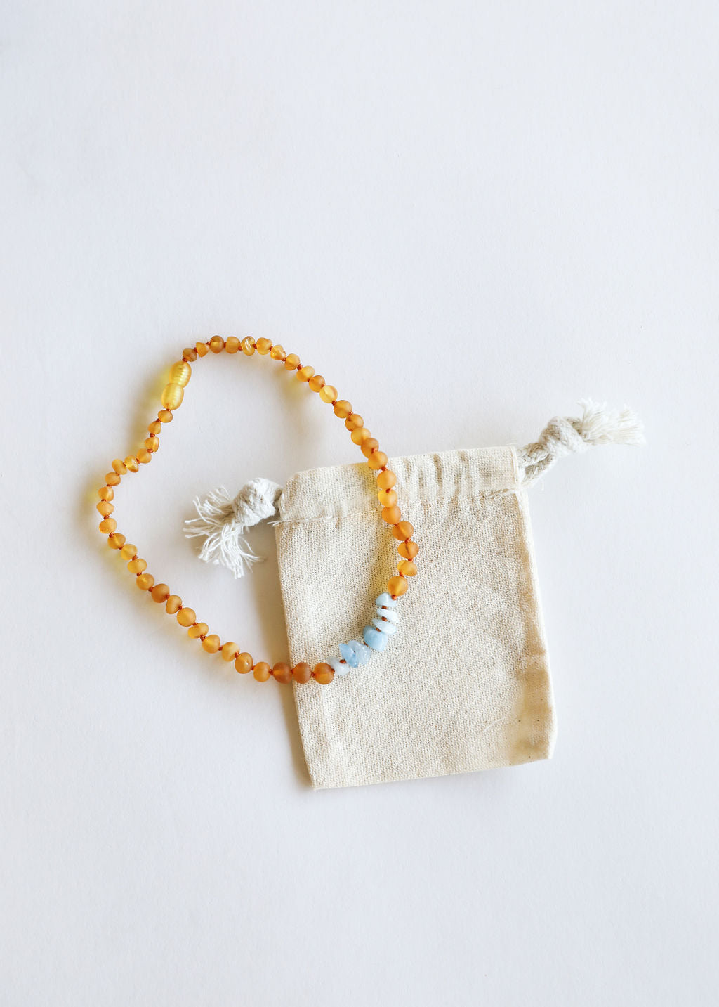 CanyonLeaf Raw Honey Baltic Amber + Aquamarine || Necklace — detail shot 6