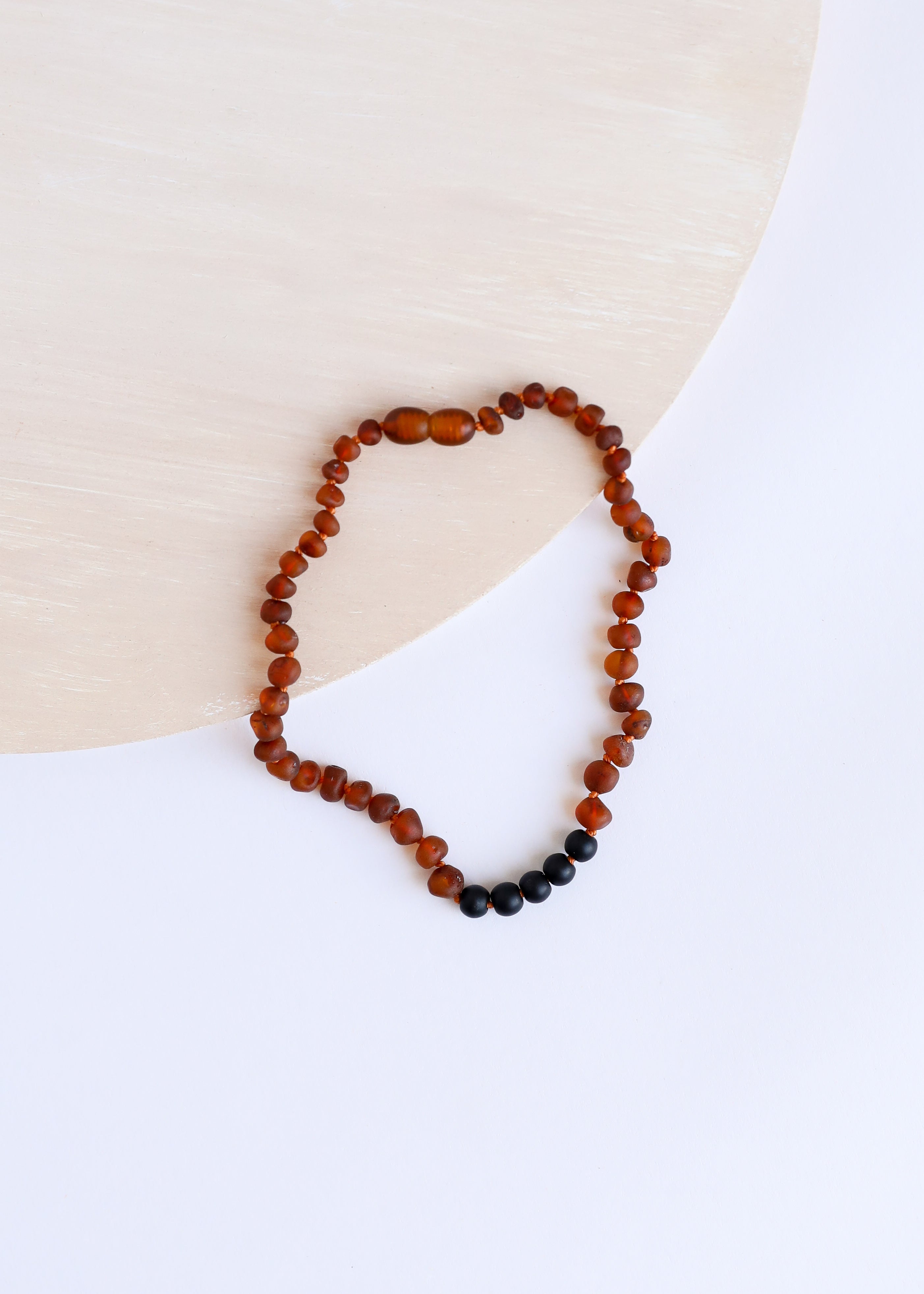 CanyonLeaf Raw Cognac Baltic Amber + Shungite || Necklace — Cognac detail