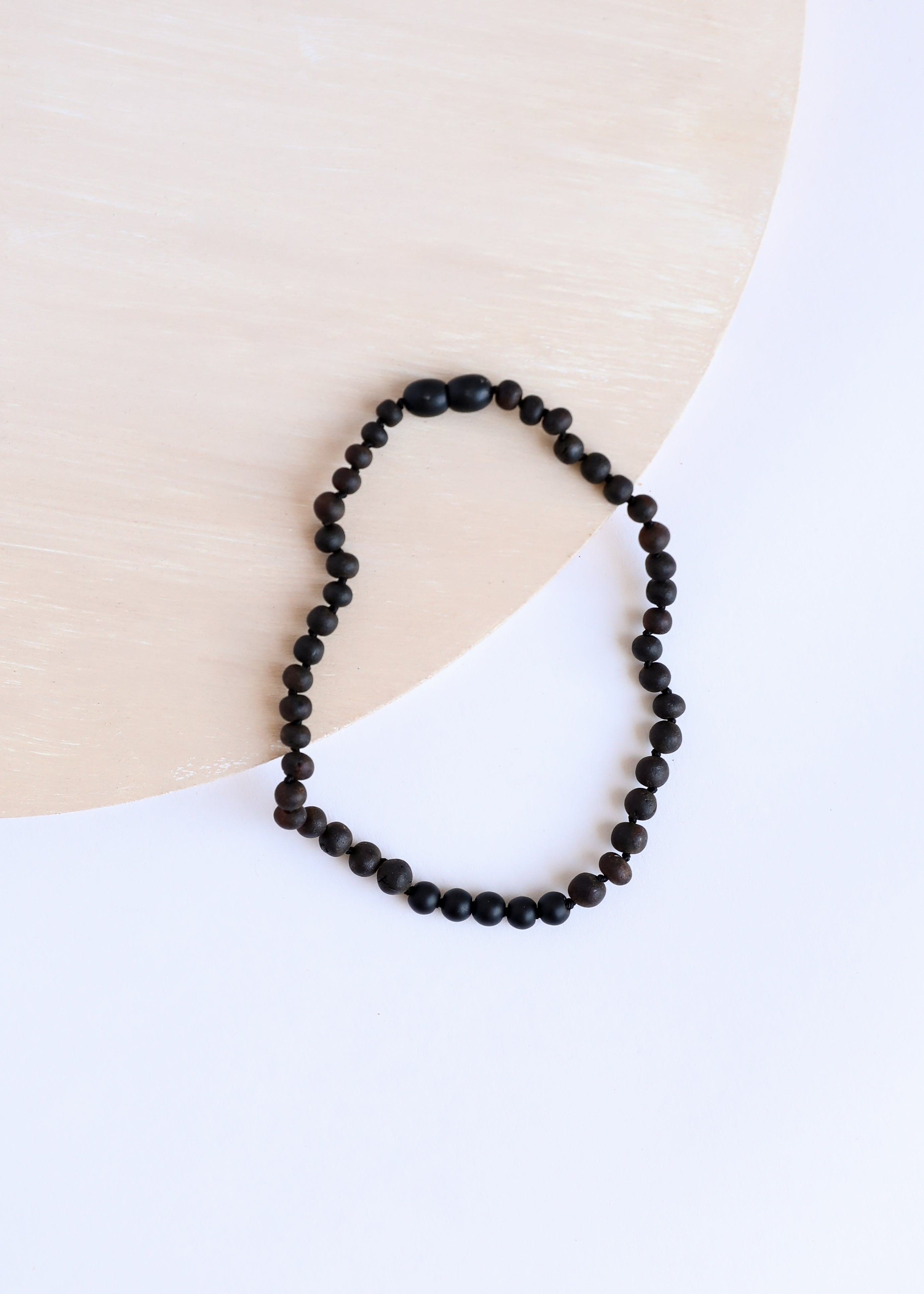 CanyonLeaf Raw Black Baltic Amber + Shungite Necklace — detail close-up