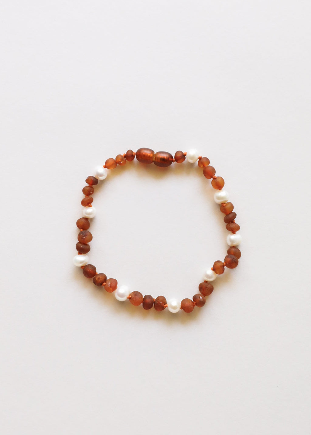 CanyonLeaf Raw Cognac Baltic Amber + Pearl Halo || Anklet or Bracelet — Cognac detail
