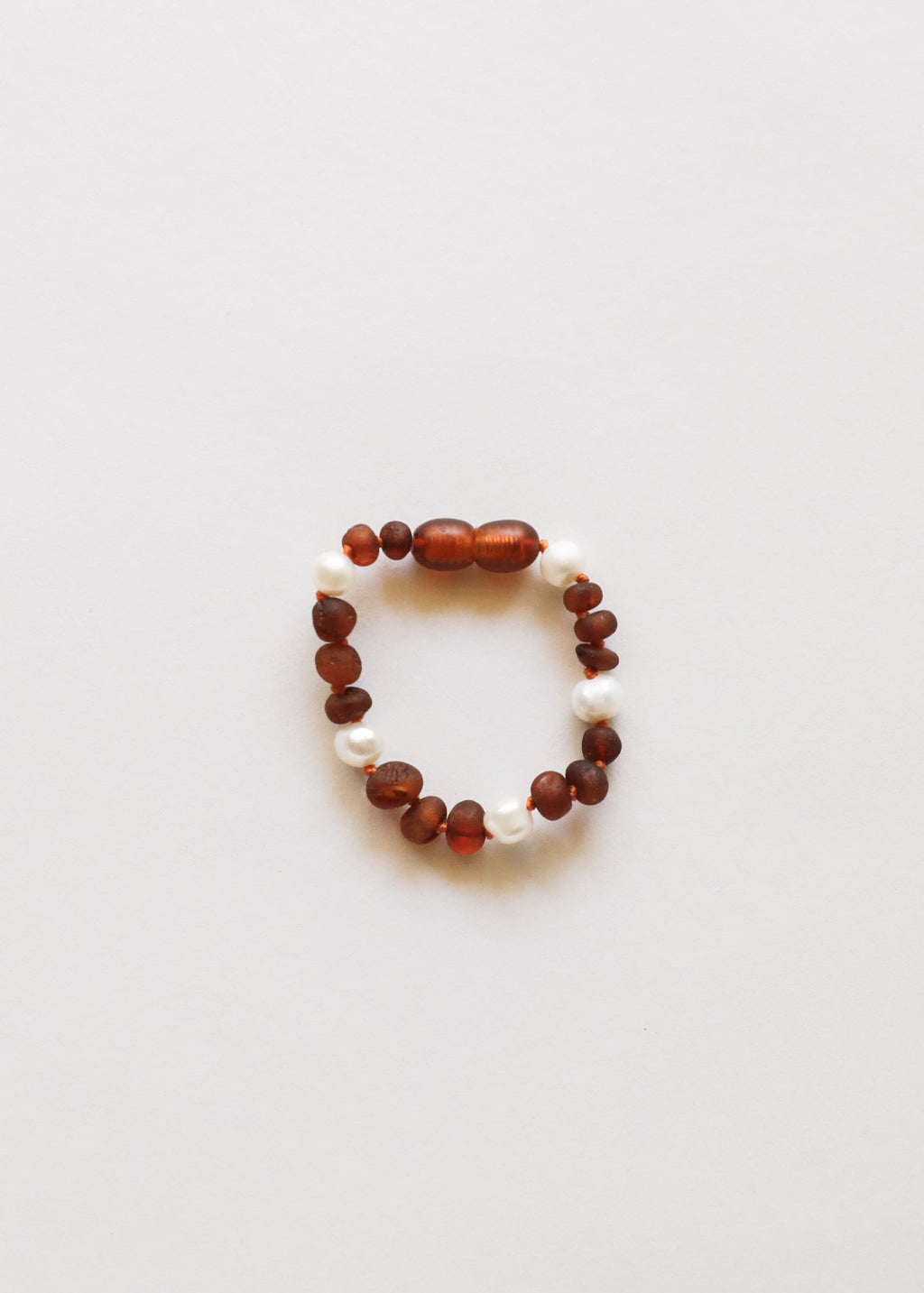 CanyonLeaf Raw Cognac Baltic Amber + Pearl Halo || Anklet or Bracelet — main product shot