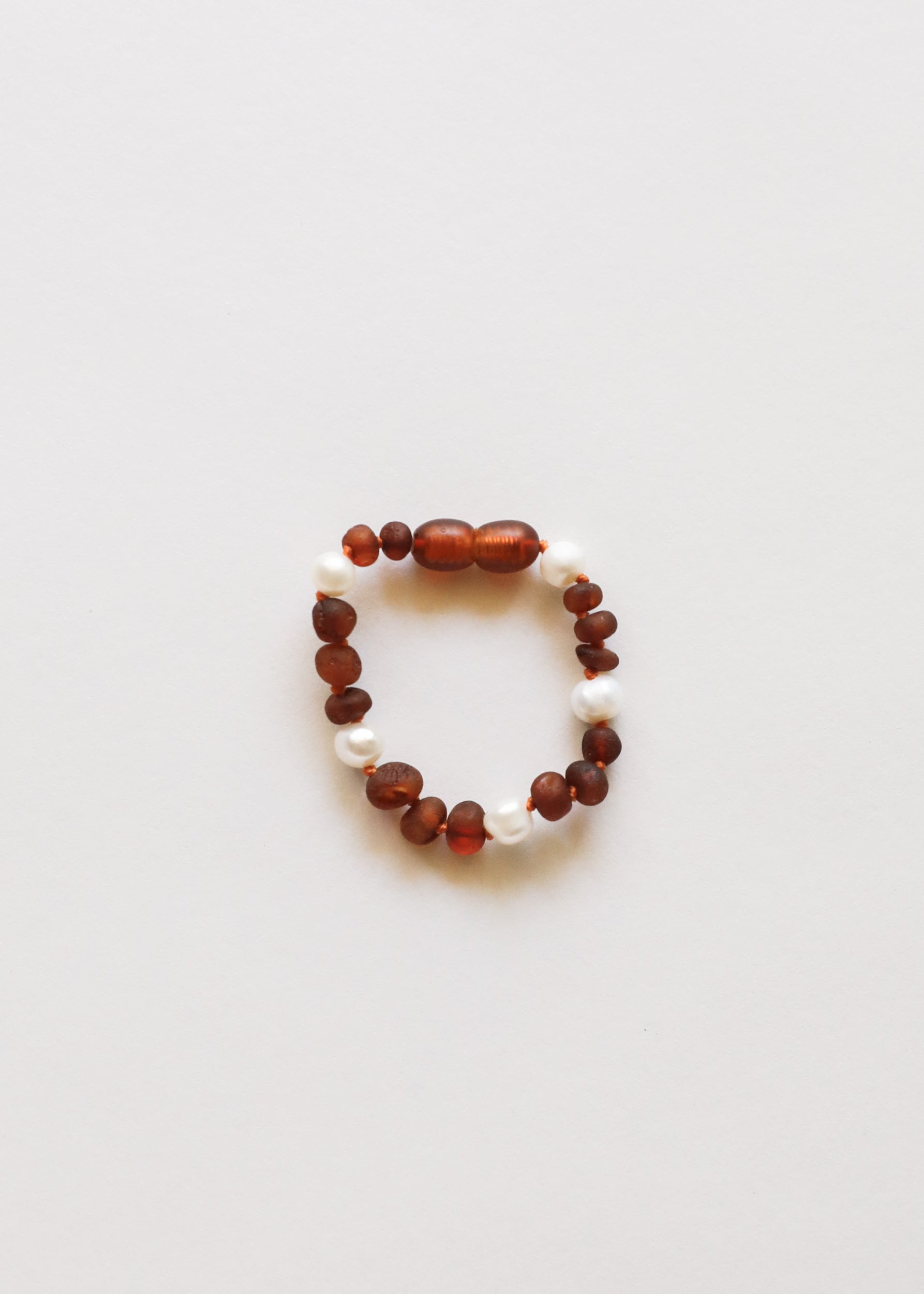 CanyonLeaf Raw Cognac Baltic Amber + Pearl Halo || Anklet or Bracelet — main product shot