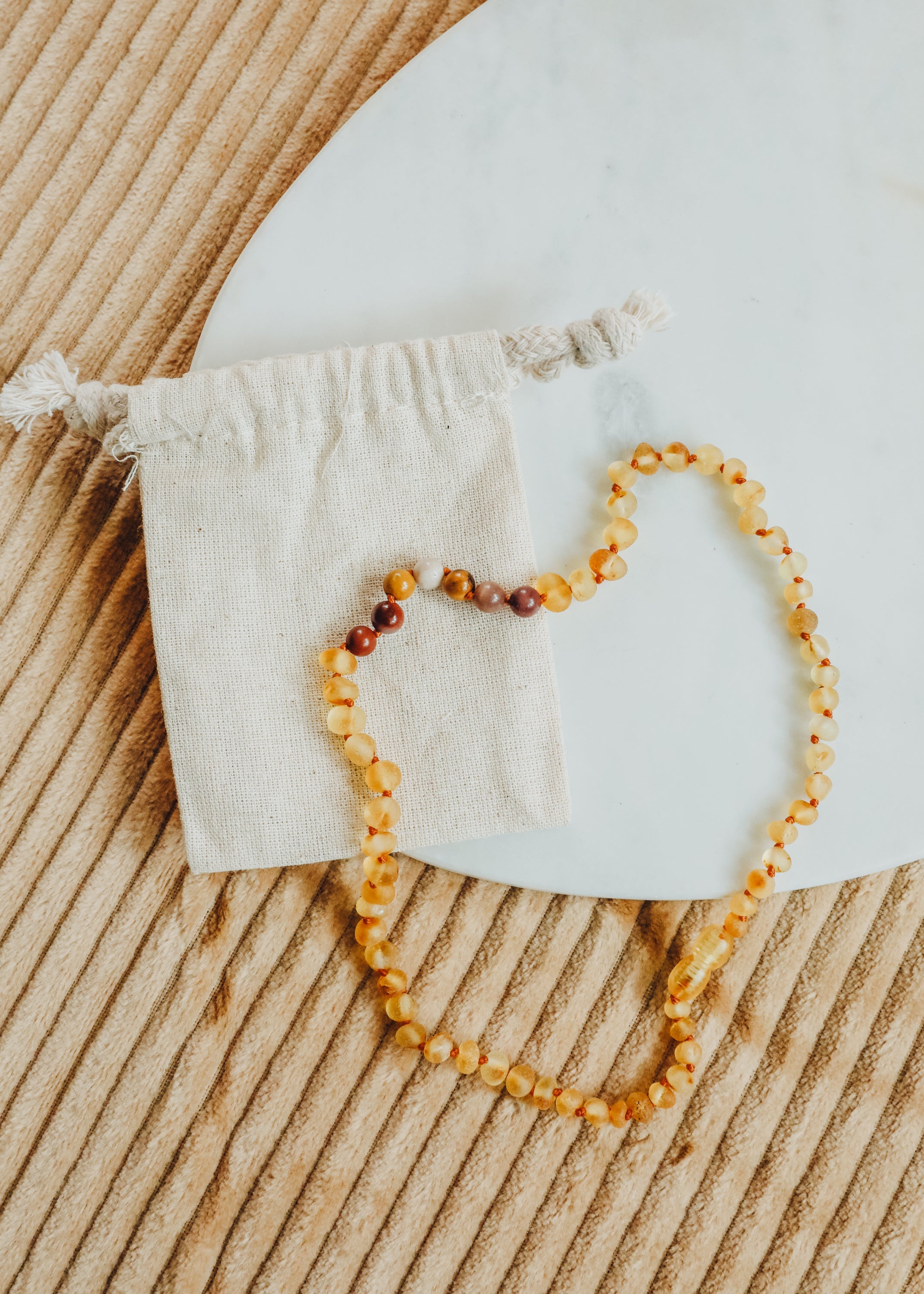 CanyonLeaf Raw Honey Baltic Amber + Mookaite Jasper || Necklace — alternative angle