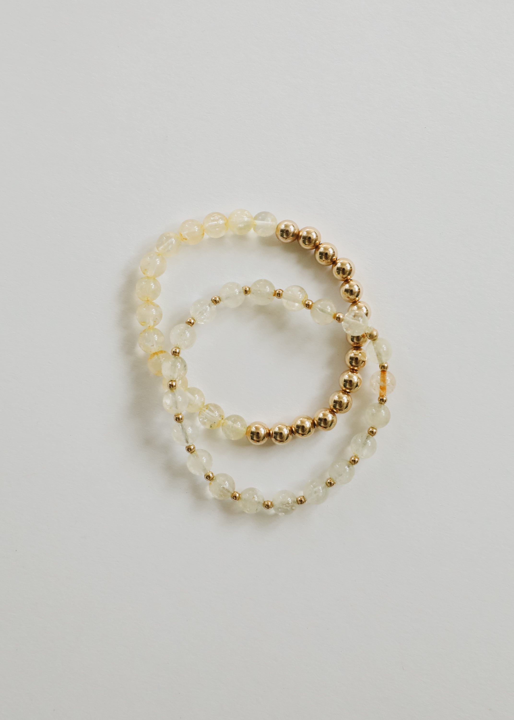 CanyonLeaf Citrine Gemstone + 14K Gold Filled Beaded Stretch Bracelet — main product shot