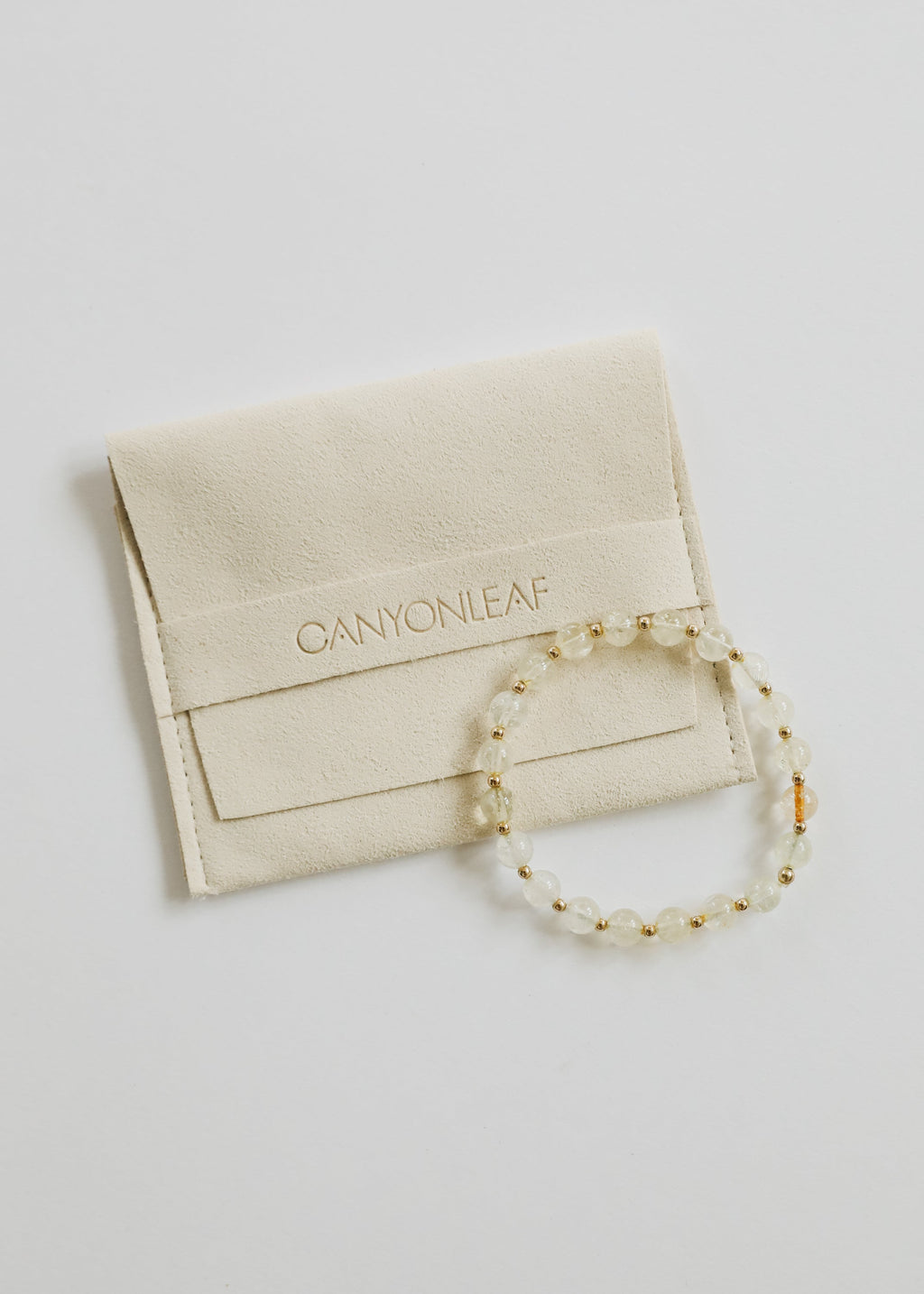 CanyonLeaf Citrine Gemstone + 14K Gold Filled Beaded Stretch Bracelet — color detail