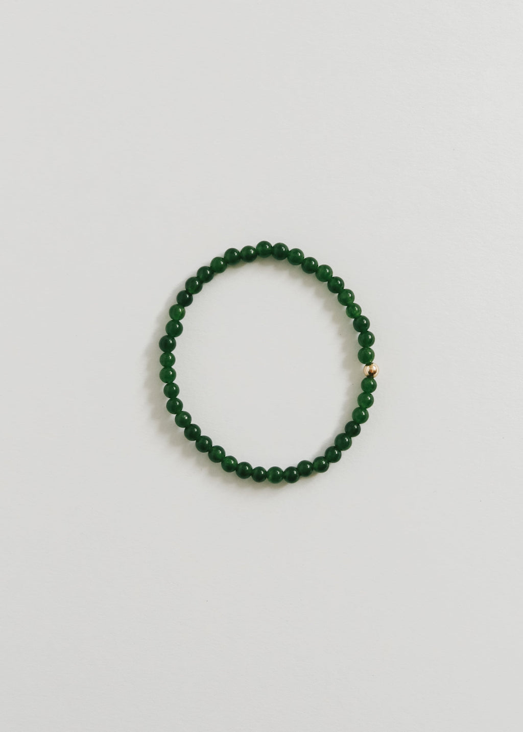 CanyonLeaf Dainty Green Jade + 14K Gold Filled || Beaded Stretch Bracelet — main product shot