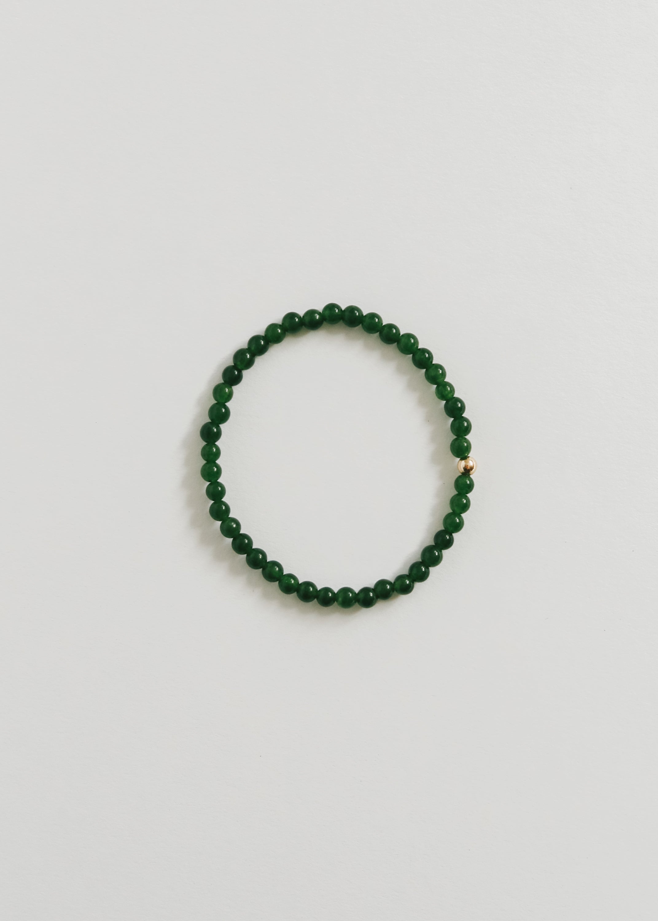 CanyonLeaf Dainty Green Jade + 14K Gold Filled || Beaded Stretch Bracelet — main product shot