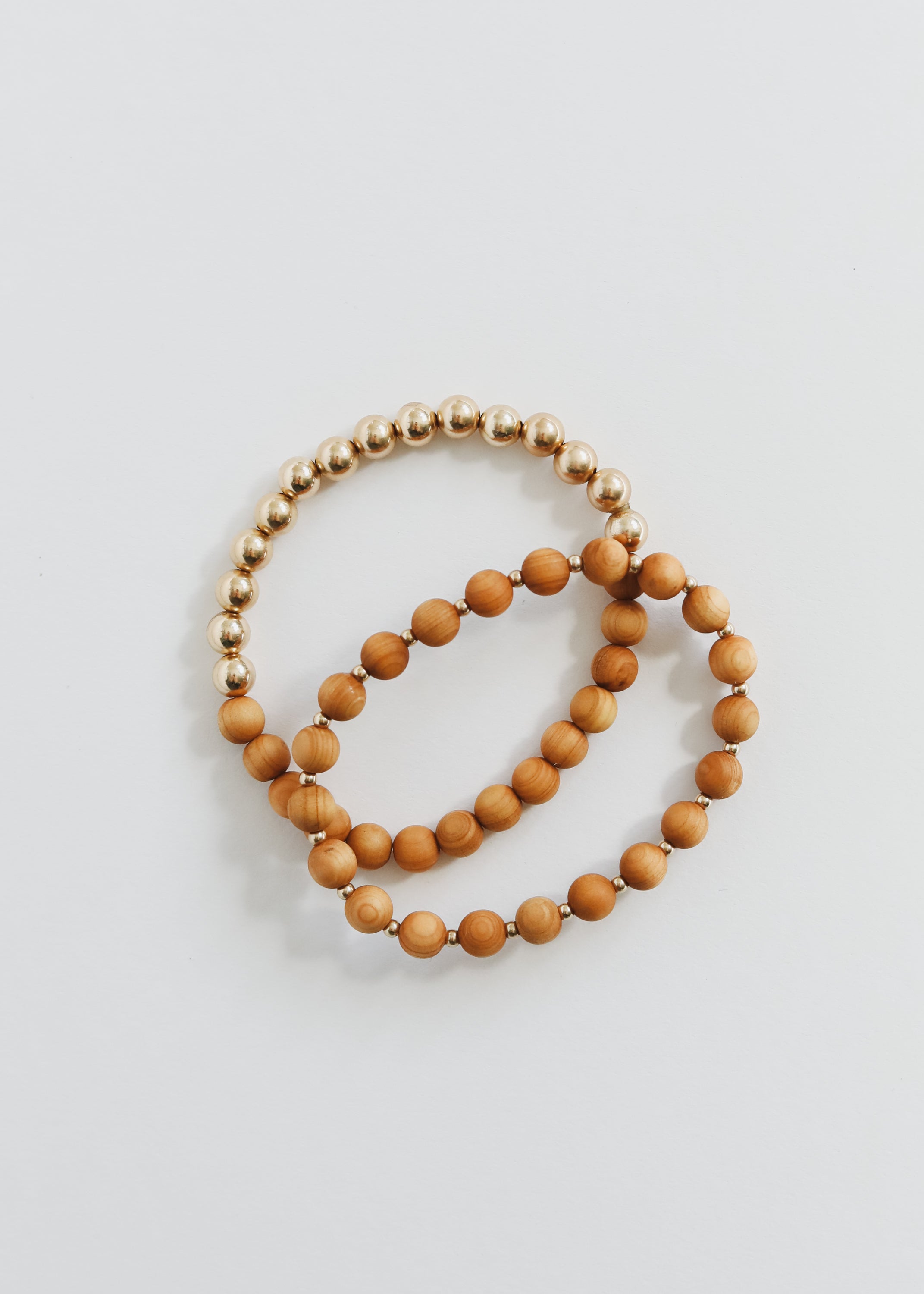 CanyonLeaf Cypress Wood : 14k Gold Filled Sun + Moon || Stretch Bracelet — main product shot