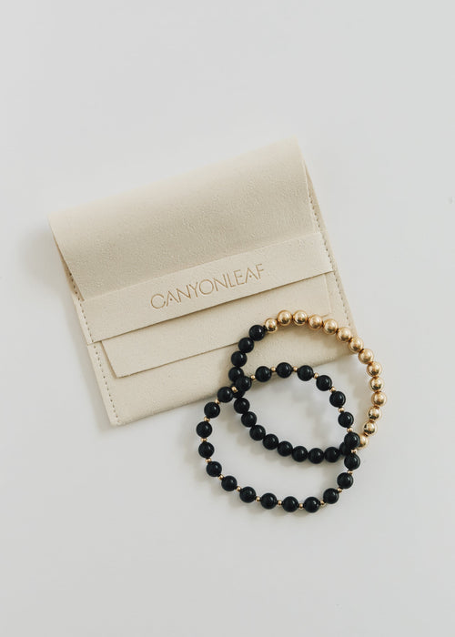 CanyonLeaf Shungite : 14k Gold Filled Sun + Moon || Stretch Bracelets — main product shot