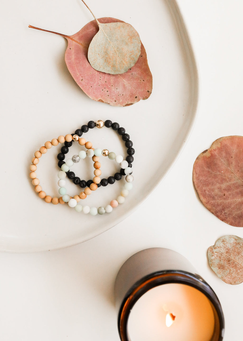 CanyonLeaf Raw Amazonite + 14k Gold Filled || Beaded Bracelet — side view