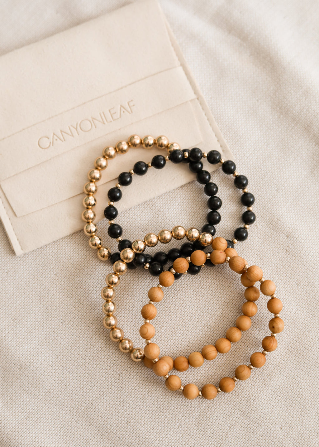 CanyonLeaf Shungite : 14k Gold Filled Sun + Moon || Stretch Bracelets — detail shot 7